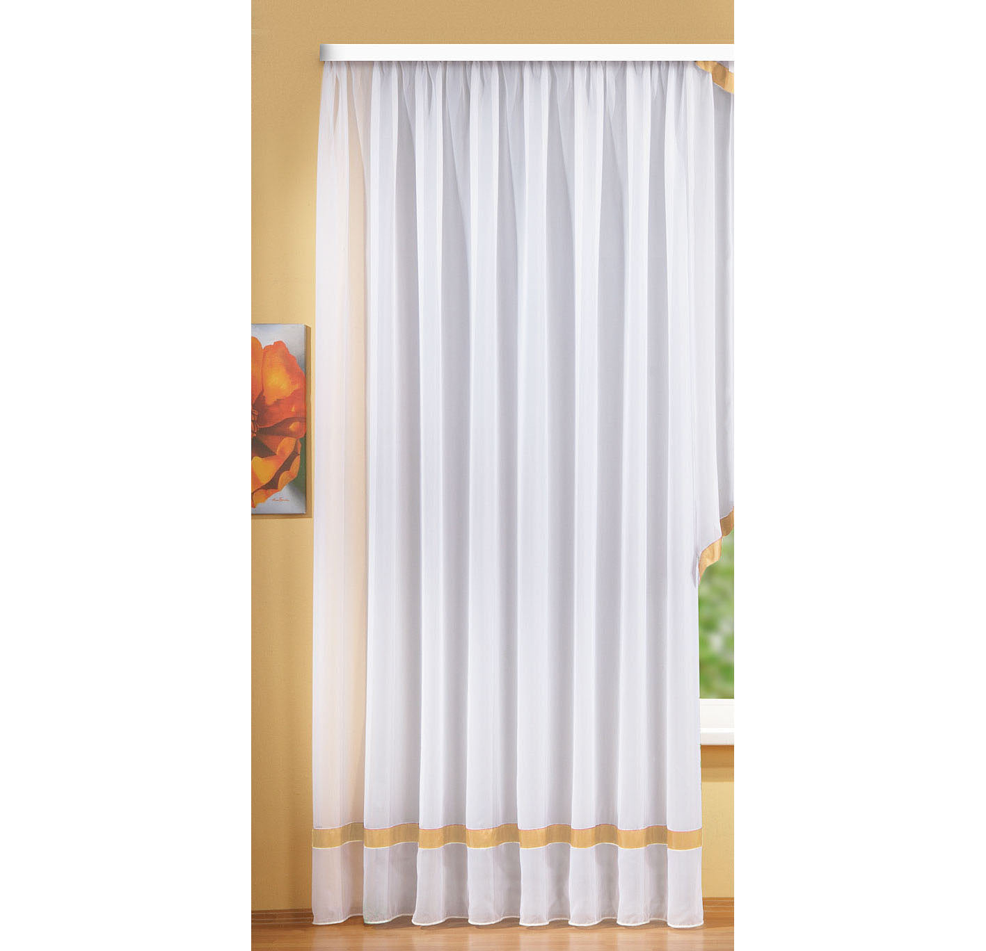 Langstore Gardine mit Kräuselband und Borte aus mattem Microsatin Micofaser-Gewebe. 20424 Sand HxB 240x300 cm Gardinenstore Langstore_Gardine_mit_Krauselband_und_Borte_aus_mattem_Microsatin_Micofaser-Gewebe._20424_-_Gardinenbox.de_-_-3686337 | Gardinenbox.de