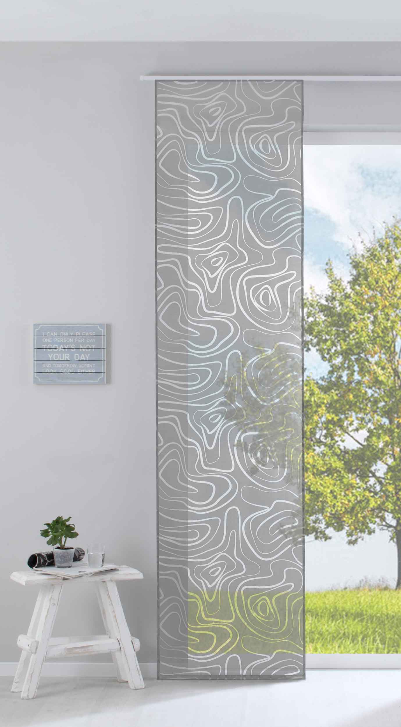 Moderner Flächenvorhang Raumtrenner Schiebegardine »Regio« aus hochwertigem Ausbrenner-Stoff mit Paneelwagen Beschwerungsstange 85614 Grau Schiebegardine Moderner_Flachenvorhang_Raumtrenner_Schiebegardine_Regio_aus_hochwertigem_Ausbrenner-Stoff_mit_Paneelwagen_Beschwerungsstange_85614_-_Gardinenbox.de_-_-3686796 | Gardinenbox.de