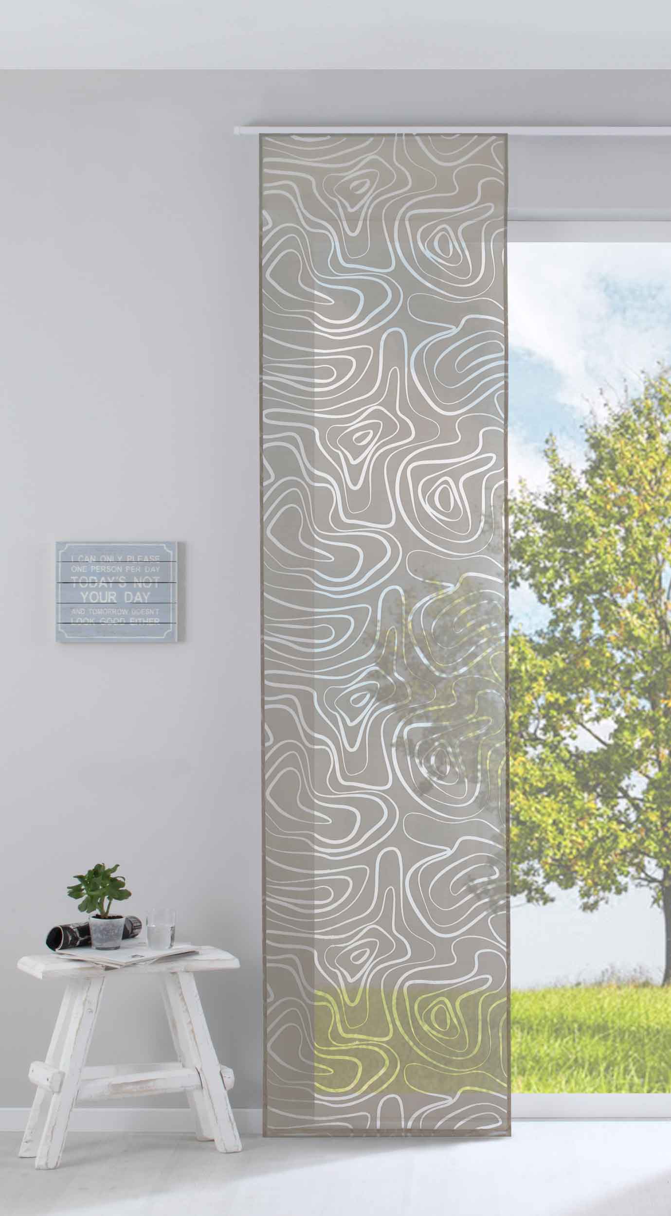 Moderner Flächenvorhang Raumtrenner Schiebegardine »Regio« aus hochwertigem Ausbrenner-Stoff mit Paneelwagen Beschwerungsstange 85614 Taupe Schiebegardine Moderner_Flachenvorhang_Raumtrenner_Schiebegardine_Regio_aus_hochwertigem_Ausbrenner-Stoff_mit_Paneelwagen_Beschwerungsstange_85614_-_Gardinenbox.de_-_-3686833 | Gardinenbox.de