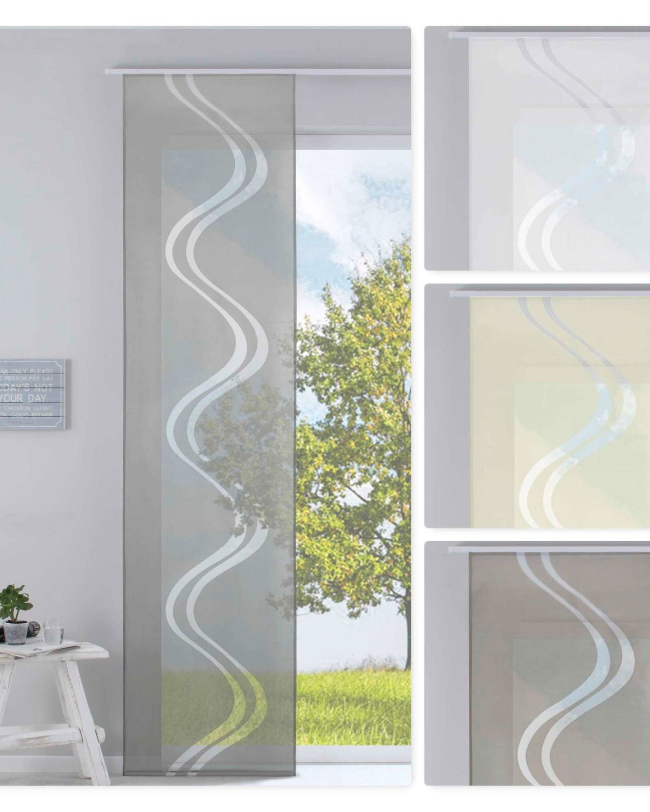 Moderner Flächenvorhang Raumtrenner Schiebegardine »Welle« aus hochwertigem Ausbrenner-Stoff mit Paneelwagen Beschwerungsstange 85615 Schiebegardine Moderner_Flachenvorhang_Raumtrenner_Schiebegardine_Welle_aus_hochwertigem_Ausbrenner-Stoff_mit_Paneelwagen_Beschwerungsstange_85615_-_Gardinenbox.de_-_-3686852 | Gardinenbox.de