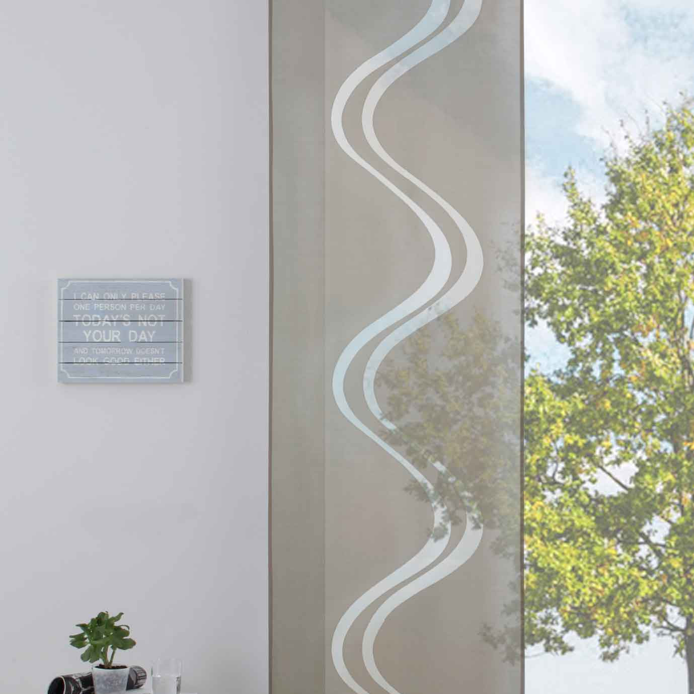 Moderner Flächenvorhang Raumtrenner Schiebegardine »Welle« aus hochwertigem Ausbrenner-Stoff mit Paneelwagen Beschwerungsstange 85615 Taupe Schiebegardine Moderner_Flachenvorhang_Raumtrenner_Schiebegardine_Welle_aus_hochwertigem_Ausbrenner-Stoff_mit_Paneelwagen_Beschwerungsstange_85615_-_Gardinenbox.de_-_-3686856 | Gardinenbox.de