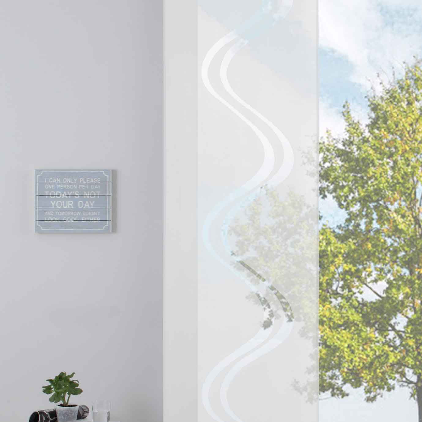 Moderner Flächenvorhang Raumtrenner Schiebegardine »Welle« aus hochwertigem Ausbrenner-Stoff mit Paneelwagen Beschwerungsstange 85615 Weiß Schiebegardine Moderner_Flachenvorhang_Raumtrenner_Schiebegardine_Welle_aus_hochwertigem_Ausbrenner-Stoff_mit_Paneelwagen_Beschwerungsstange_85615_-_Gardinenbox.de_-_-3686879 | Gardinenbox.de