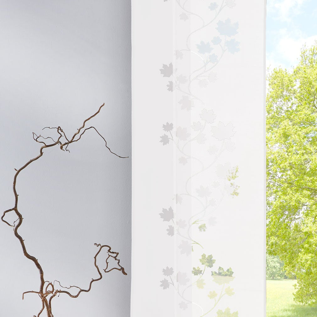 Moderner Flächenvorhang Schiebegardine Leaf aus hochwertigem Ausbrenner-Stoff mit Klettband 85610 Weiß 245x60 (HxB) Schiebegardine Moderner_Flachenvorhang_Schiebegardine_Leaf_aus_hochwertigem_Ausbrenner-Stoff_mit_Klettband_85610_-_Gardinenbox.de_-_-3687101 | Gardinenbox.de