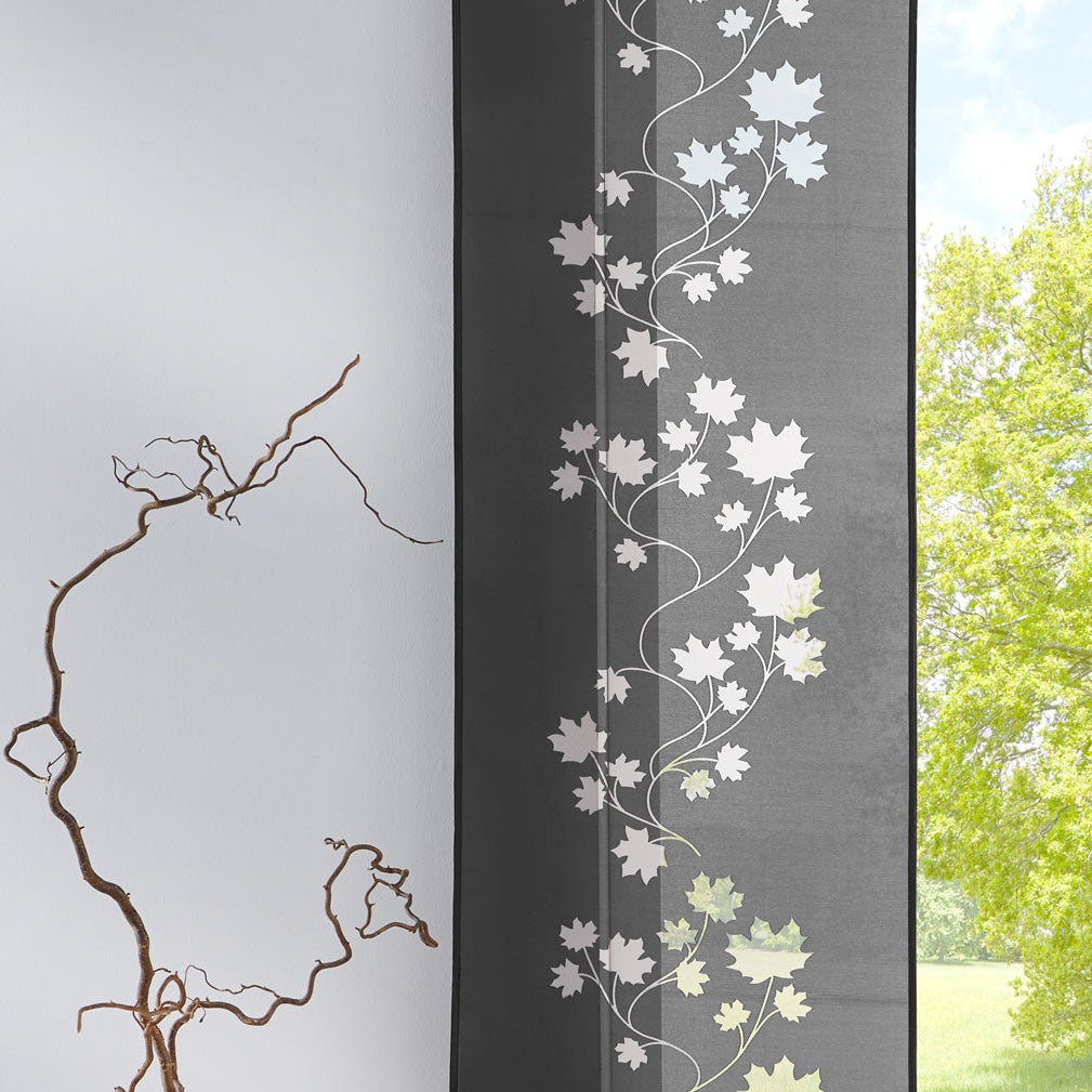 Moderner Flächenvorhang Schiebegardine Leaf aus hochwertigem Ausbrenner-Stoff mit Klettband 85610 Schwarz 245x60 (HxB) Schiebegardine Moderner_Flachenvorhang_Schiebegardine_Leaf_aus_hochwertigem_Ausbrenner-Stoff_mit_Klettband_85610_-_Gardinenbox.de_-_-3687116 | Gardinenbox.de