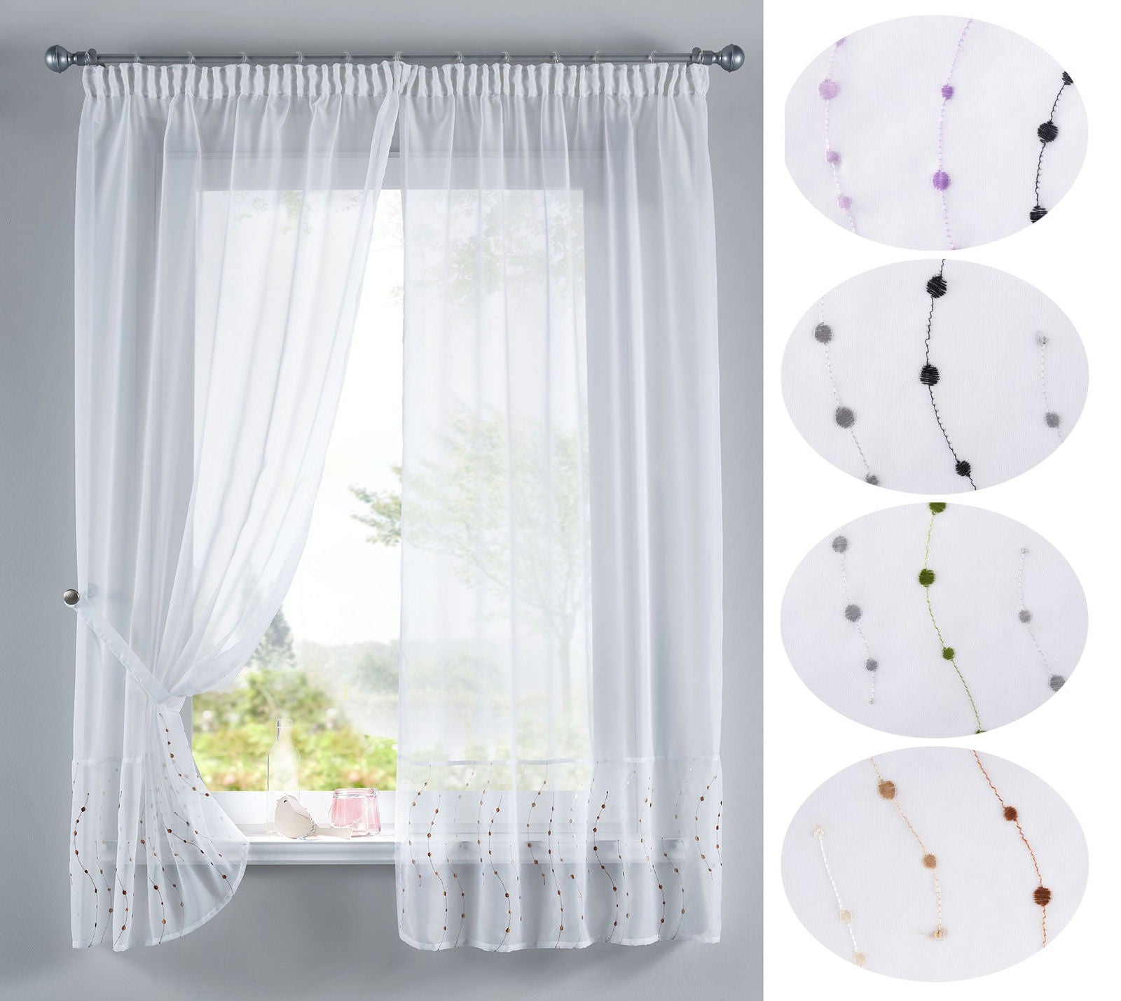 PUNKT Stickerei Gardinen Set 4 Tlg. Raffhalter Tunneldurchzug Gardinenband für Gardinenschienen 112232 Scheibengardine PUNKT_Stickerei_Gardinen_Set_4_Tlg._Raffhalter_Tunneldurchzug_Gardinenband_fur_Gardinenschienen_112232_-_Gardinenbox.de_-_-3687644 | Gardinenbox.de