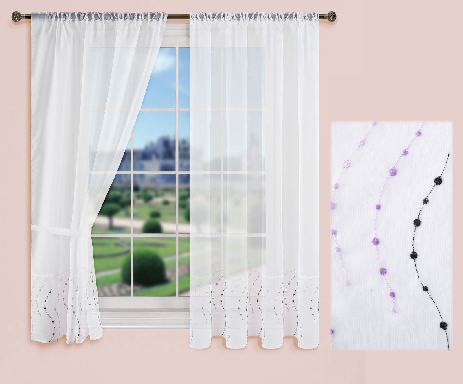 PUNKT Stickerei Gardinen Set 4 Tlg. Raffhalter Tunneldurchzug Gardinenband für Gardinenschienen 112232 Scheibengardine PUNKT_Stickerei_Gardinen_Set_4_Tlg._Raffhalter_Tunneldurchzug_Gardinenband_fur_Gardinenschienen_112232_-_Gardinenbox.de_-_-3687682 | Gardinenbox.de