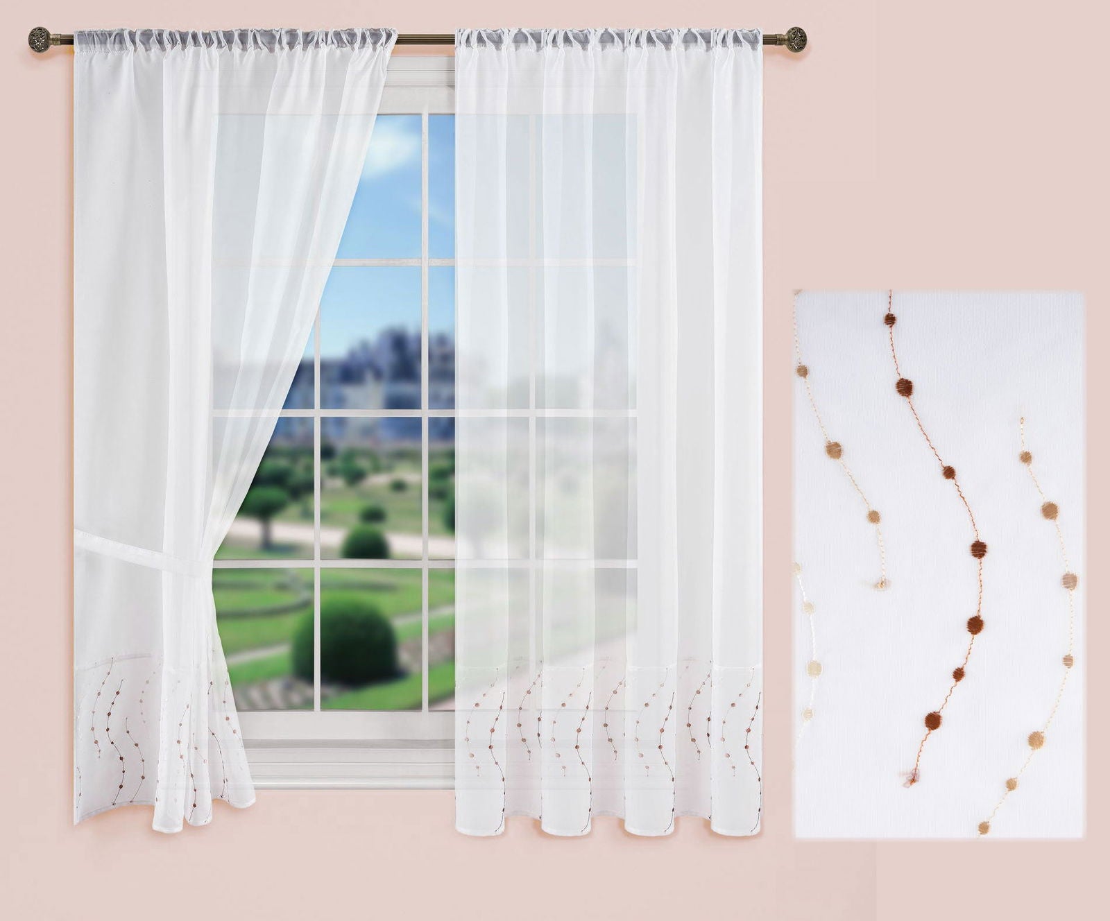 PUNKT Stickerei Gardinen Set 4 Tlg. Raffhalter Tunneldurchzug Gardinenband für Gardinenschienen 112232 Scheibengardine PUNKT_Stickerei_Gardinen_Set_4_Tlg._Raffhalter_Tunneldurchzug_Gardinenband_fur_Gardinenschienen_112232_-_Gardinenbox.de_-_-3687705 | Gardinenbox.de