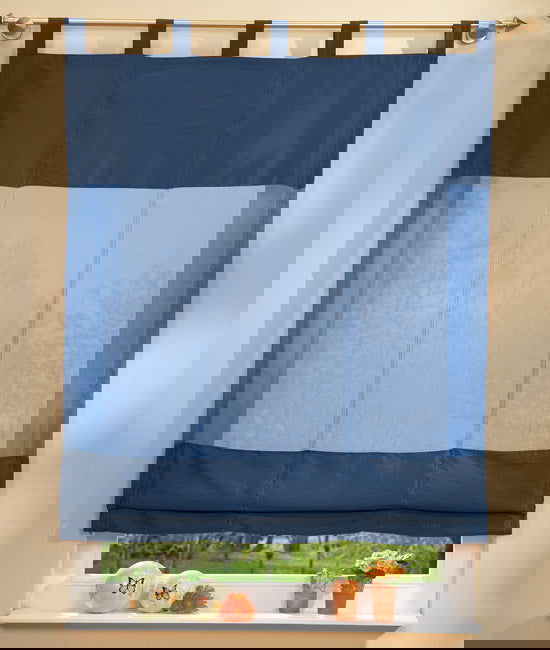 Raffrollo, 170x120cm Voile mit Taftbordüre 20312 Dunkelblau Raffrollo Raffrollo_170x120cm_Voille_mit_Taftbordure_20312_-_Gardinenbox.de_-_-3688158 | Gardinenbox.de