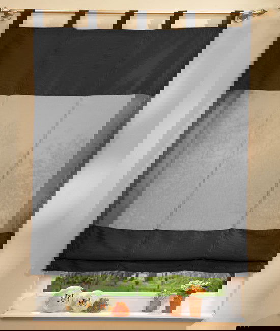 Raffrollo, 170x120cm Voile mit Taftbordüre 20312 Schwarz Raffrollo Raffrollo_170x120cm_Voille_mit_Taftbordure_20312_-_Gardinenbox.de_-_-3688161 | Gardinenbox.de