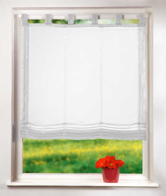 Raffrollo Voile UNI mit Schlaufen 61008 Weiß 160x60 Raffrollo Raffrollo_Voile_UNI_mit_Schlaufen_61008_-_Gardinenbox.de_-_-3688102 | Gardinenbox.de