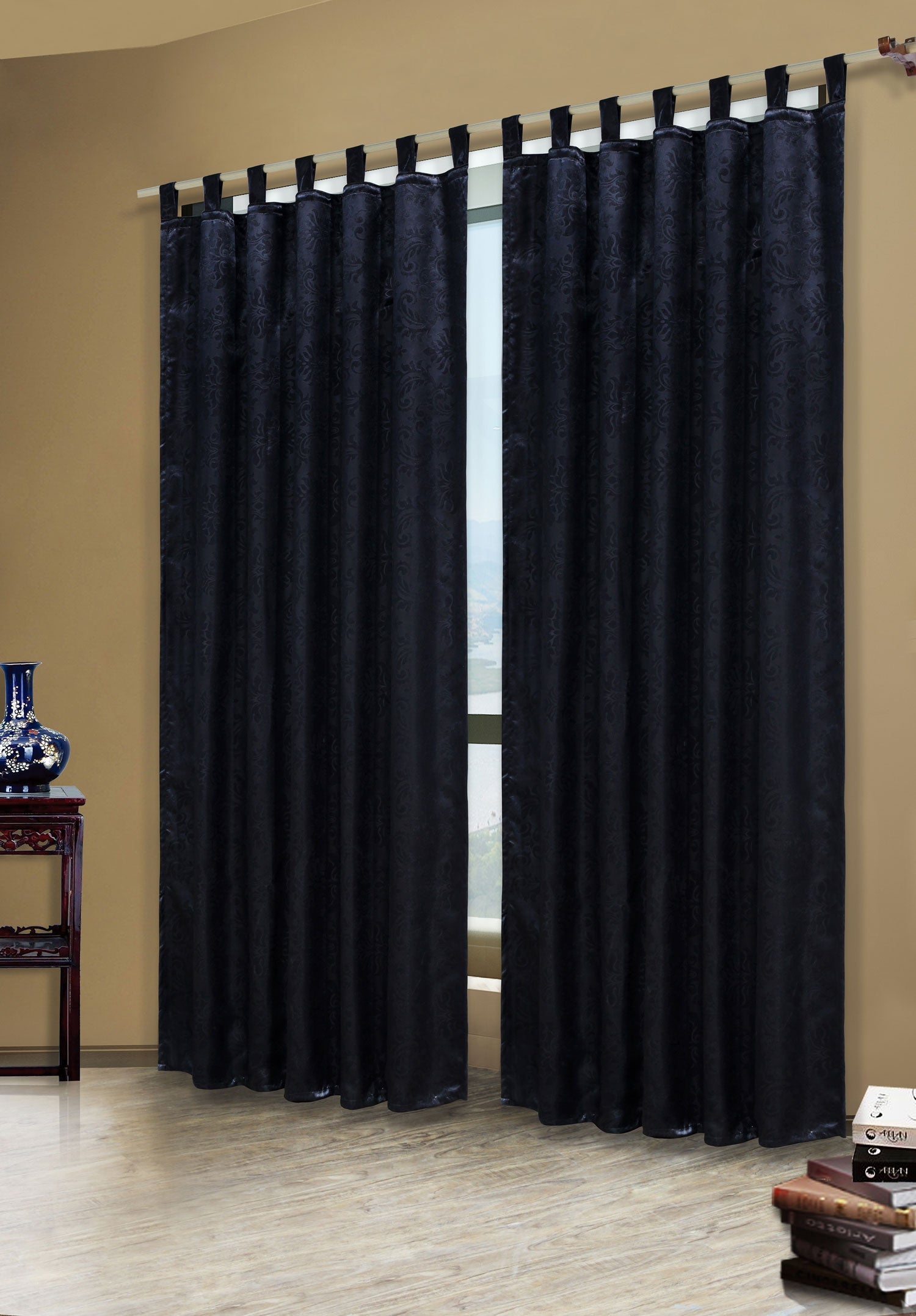 Satin Emboss / Reliefprägung bemustert Vorhang Gardine Barock -20380- Blickdicht zum Verdunkeln mit Schlaufen und eingenähtem Kräuselband, (Höhe x Breite in cm) 20380 Schwarz Vorhang Satin_Emboss_-_Reliefpragung_bemustert_Vorhang_Gardine_Barock_-20380-_Blickdicht_zum_Verdunkeln_mit_Schlaufen_und_eingenahtem_Krauselband_Hohe_x_Breite_in_cm_20380_-_Gardinenbox._b70ca4e0-fae3-4085-84b5-ac1bb362f413 | Gardinenbox.de