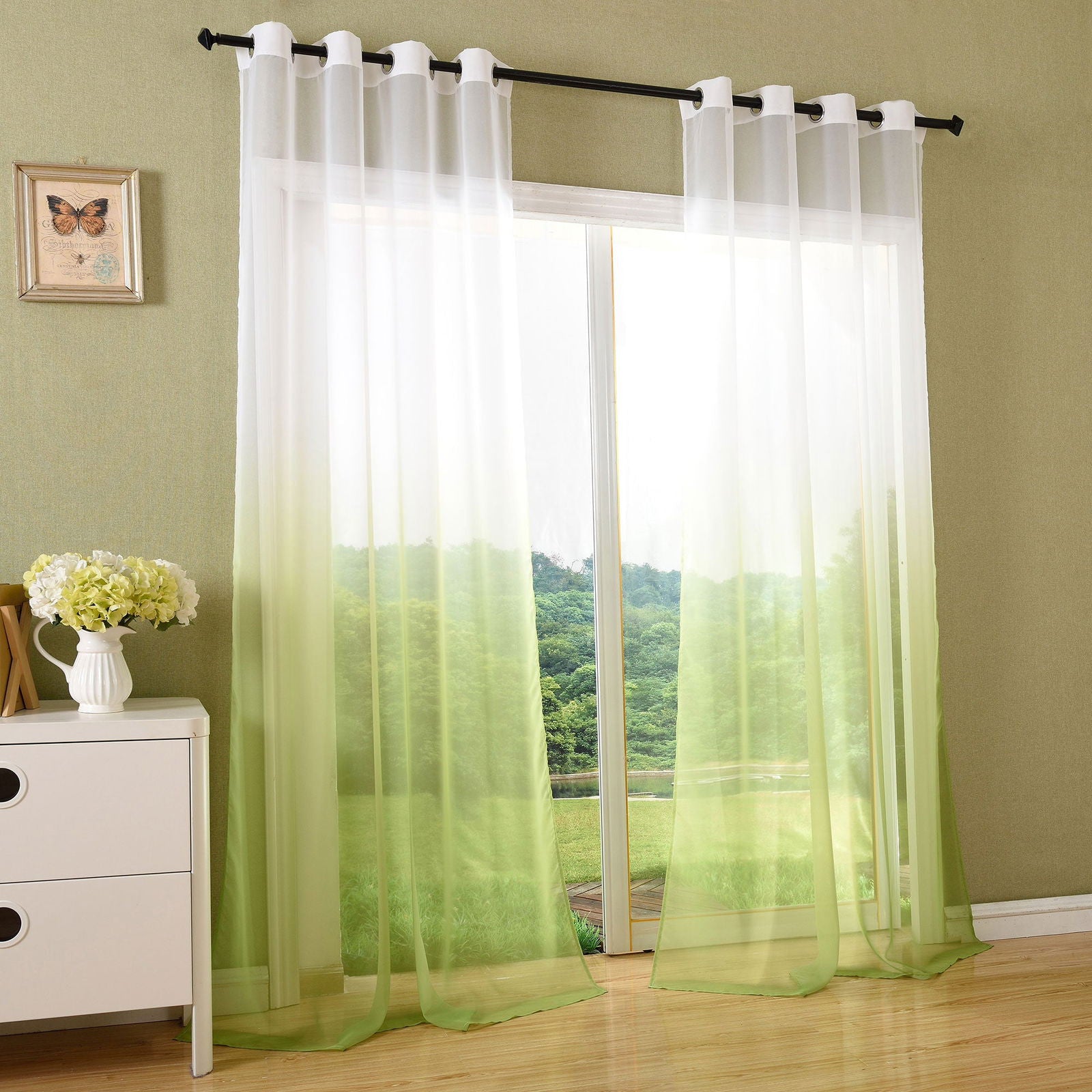 Schal transparent Farbverlauf Vorhang mit Ösen Gardine Voile 204202 Apfelgrün 2 Stück 245x140 Gardinenschal Schal_transparent_Farbverlauf_Vorhang_mit_Osen_Gardine_Voile_204202_-_Gardinenbox.de_-_-3688929 | Gardinenbox.de