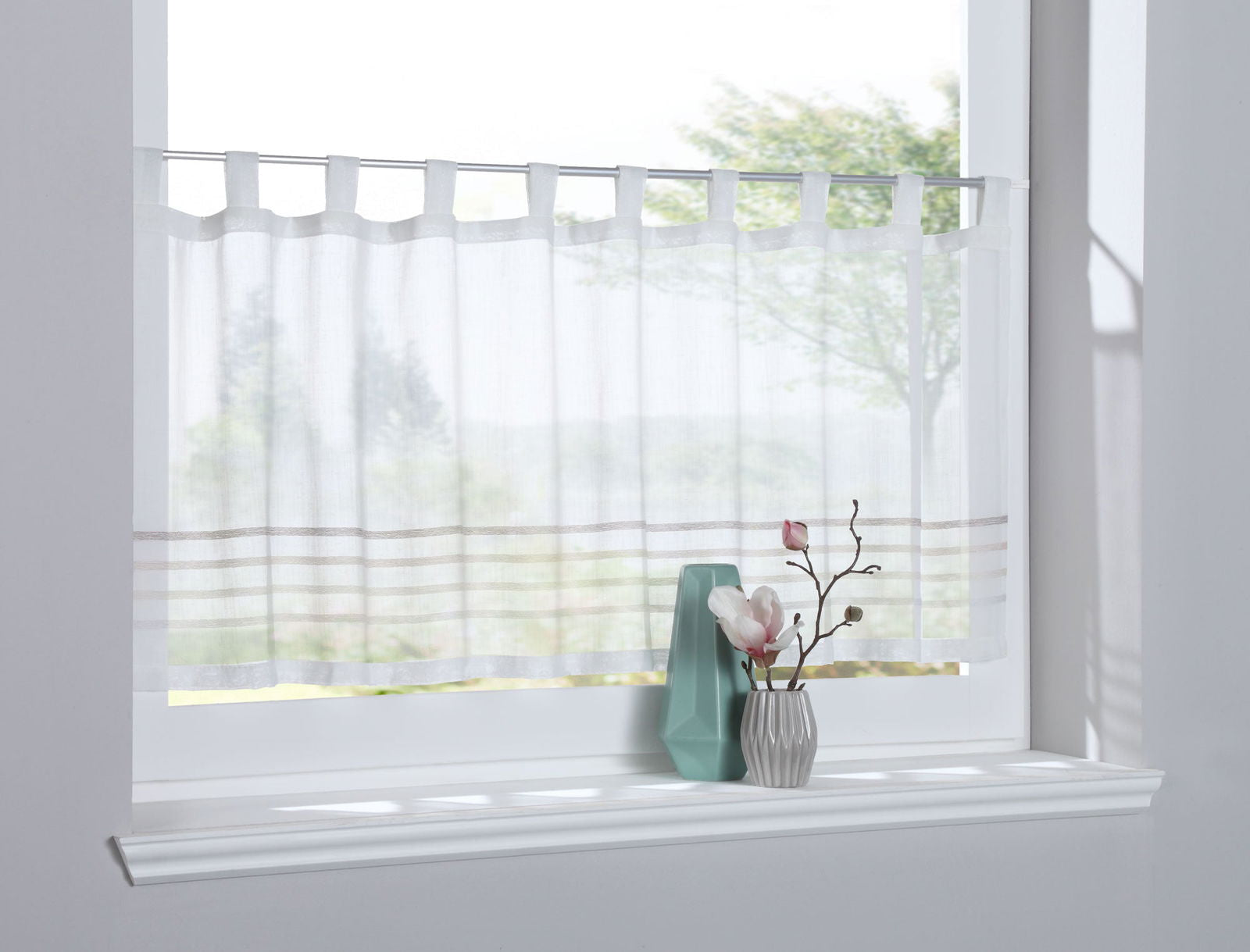 Scheibengardine »Adana« Sichtschutz Dekoration Transparent Jacquard Voile Küchenfenster Modern Streifen Musterung 10000304 Braun Scheibengardine Scheibengardine_Adana_Sichtschutz_Dekoration_Transparent_Jacquard_Voile_Kuchenfenster_Modern_Streifen_Musterung_10000304_-_Gardinenbox.de_-_-3689369 | Gardinenbox.de