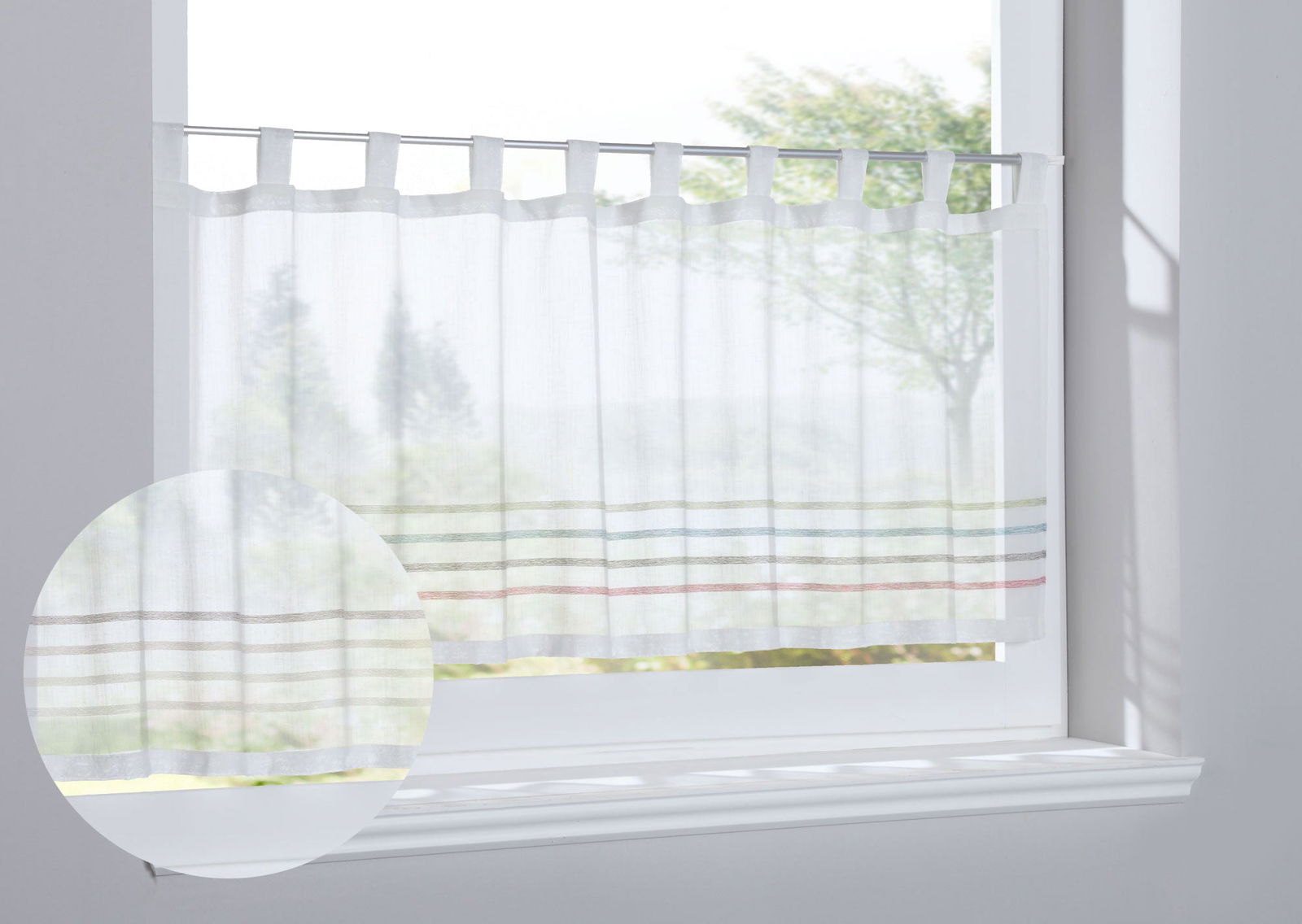Scheibengardine »Adana« Sichtschutz Dekoration Transparent Jacquard Voile Küchenfenster Modern Streifen Musterung 10000304 Scheibengardine Scheibengardine_Adana_Sichtschutz_Dekoration_Transparent_Jacquard_Voile_Kuchenfenster_Modern_Streifen_Musterung_10000304_-_Gardinenbox.de_-_-3689371 | Gardinenbox.de
