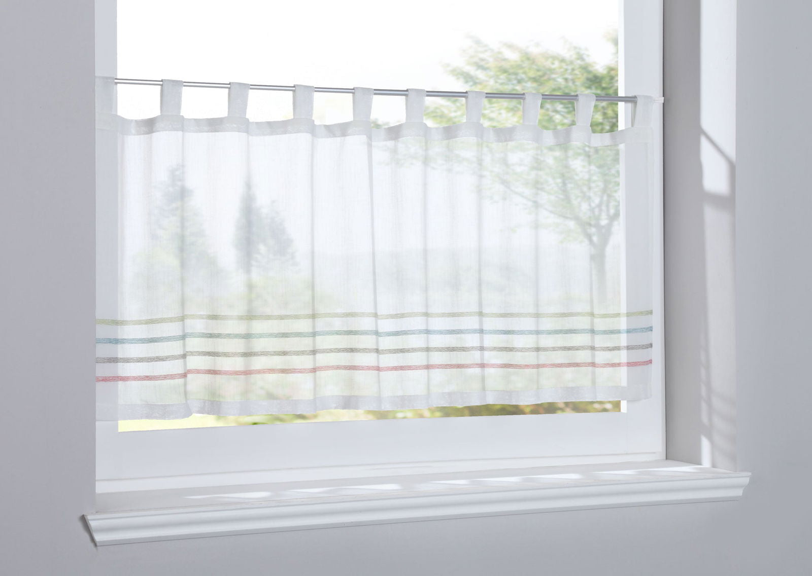 Scheibengardine »Adana« Sichtschutz Dekoration Transparent Jacquard Voile Küchenfenster Modern Streifen Musterung 10000304 Bunt Scheibengardine Scheibengardine_Adana_Sichtschutz_Dekoration_Transparent_Jacquard_Voile_Kuchenfenster_Modern_Streifen_Musterung_10000304_-_Gardinenbox.de_-_-3689383 | Gardinenbox.de