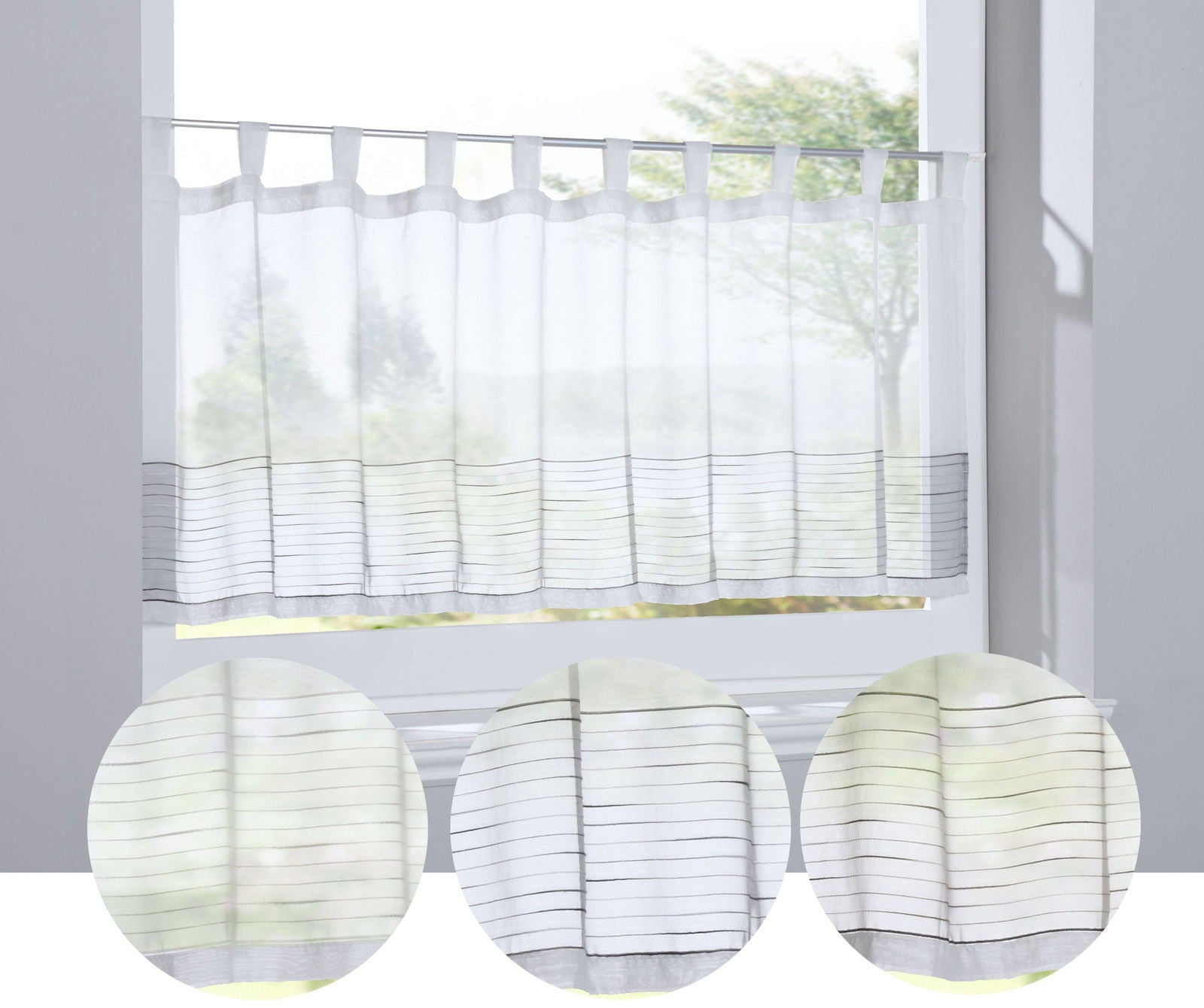 Scheibengardine »Antalya« Sichtschutz Dekoration Transparent Jacquard Voile Küchenfenster Modern Linien Muster 10000312 Scheibengardine Scheibengardine_Antalya_Sichtschutz_Dekoration_Transparent_Jacquard_Voile_Kuchenfenster_Modern_Linien_Muster_10000312_-_Gardinenbox.de_-_-3689472 | Gardinenbox.de