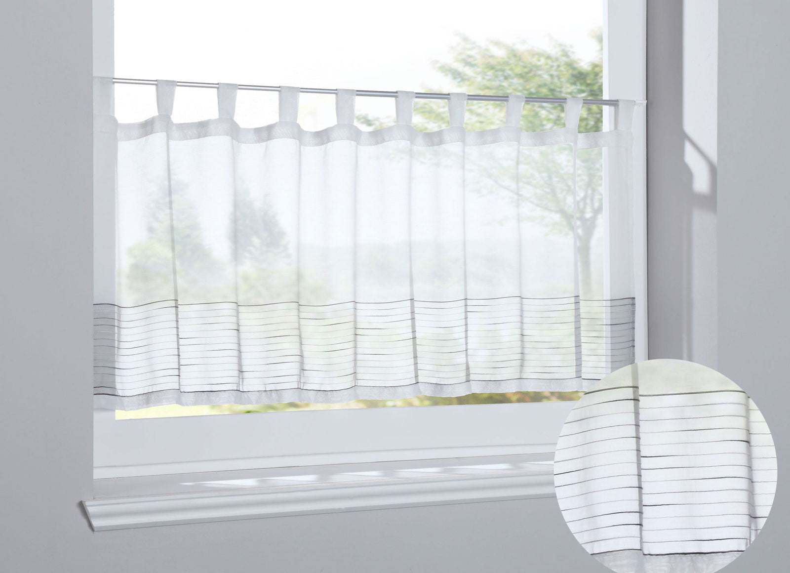 Scheibengardine »Antalya« Sichtschutz Dekoration Transparent Jacquard Voile Küchenfenster Modern Linien Muster 10000312 Schwarz Scheibengardine Scheibengardine_Antalya_Sichtschutz_Dekoration_Transparent_Jacquard_Voile_Kuchenfenster_Modern_Linien_Muster_10000312_-_Gardinenbox.de_-_-3689480 | Gardinenbox.de