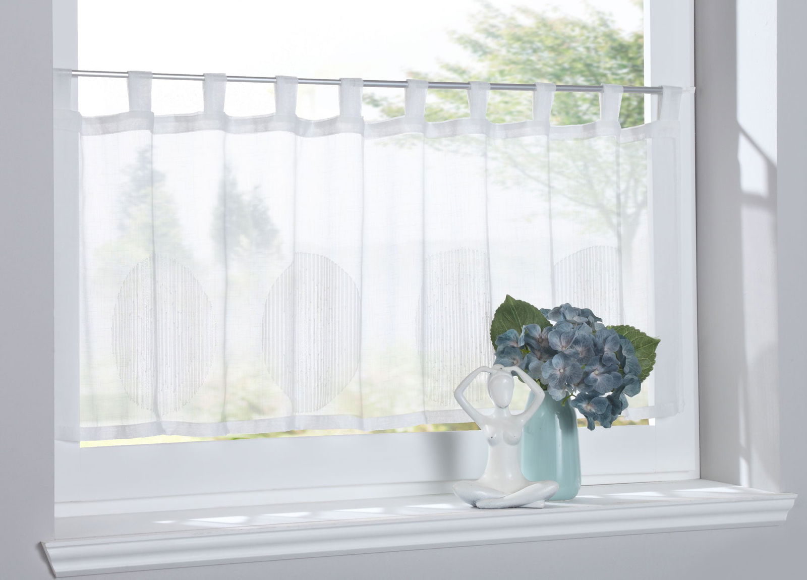 Scheibengardine »Balikesir« Sichtschutz Dekoration Transparent Jacquard Voile Küchenfenster Modern Kreise Muster 10000315 Weiß Scheibengardine Scheibengardine_Balikesir_Sichtschutz_Dekoration_Transparent_Jacquard_Voile_Kuchenfenster_Modern_Kreise_Muster_10000315_-_Gardinenbox.de_-_-3689496 | Gardinenbox.de