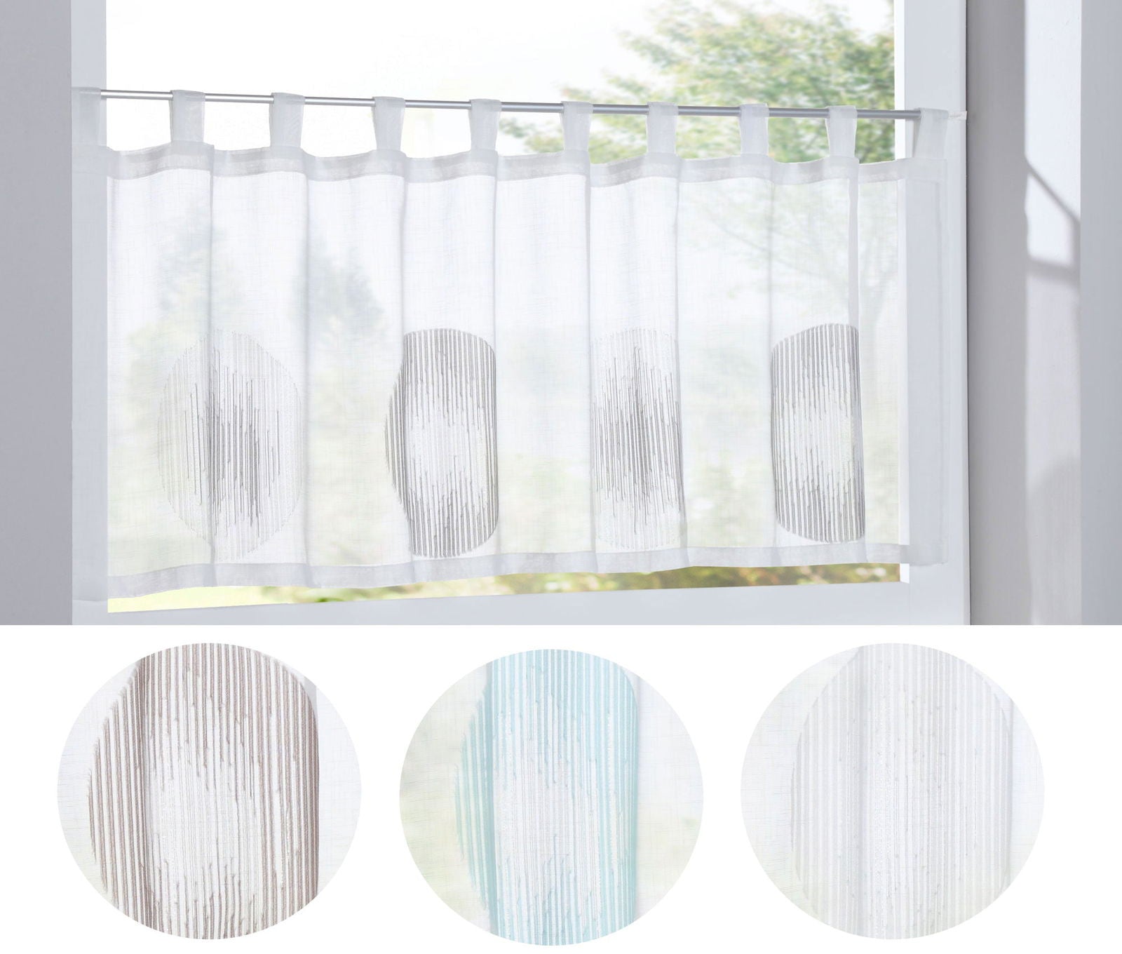 Scheibengardine »Balikesir« Sichtschutz Dekoration Transparent Jacquard Voile Küchenfenster Modern Kreise Muster 10000315 Scheibengardine Scheibengardine_Balikesir_Sichtschutz_Dekoration_Transparent_Jacquard_Voile_Kuchenfenster_Modern_Kreise_Muster_10000315_-_Gardinenbox.de_-_-3689499 | Gardinenbox.de