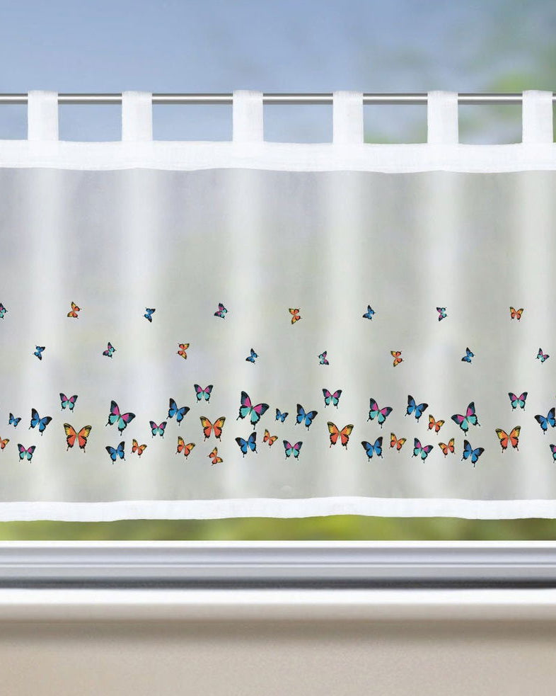 Scheibengardine »Bodrum« Bistrogardine Sichtschutz Dekoration Transparent Voile Küchenfenster Modern 2022410 Schmetterling Bunt Scheibengardine Scheibengardine_Bodrum_Bistrogardine_Sichtschutz_Dekoration_Transparent_Voile_Kuchenfenster_Modern_2022410_-_Gardinenbox.de_-_-3689538 | Gardinenbox.de