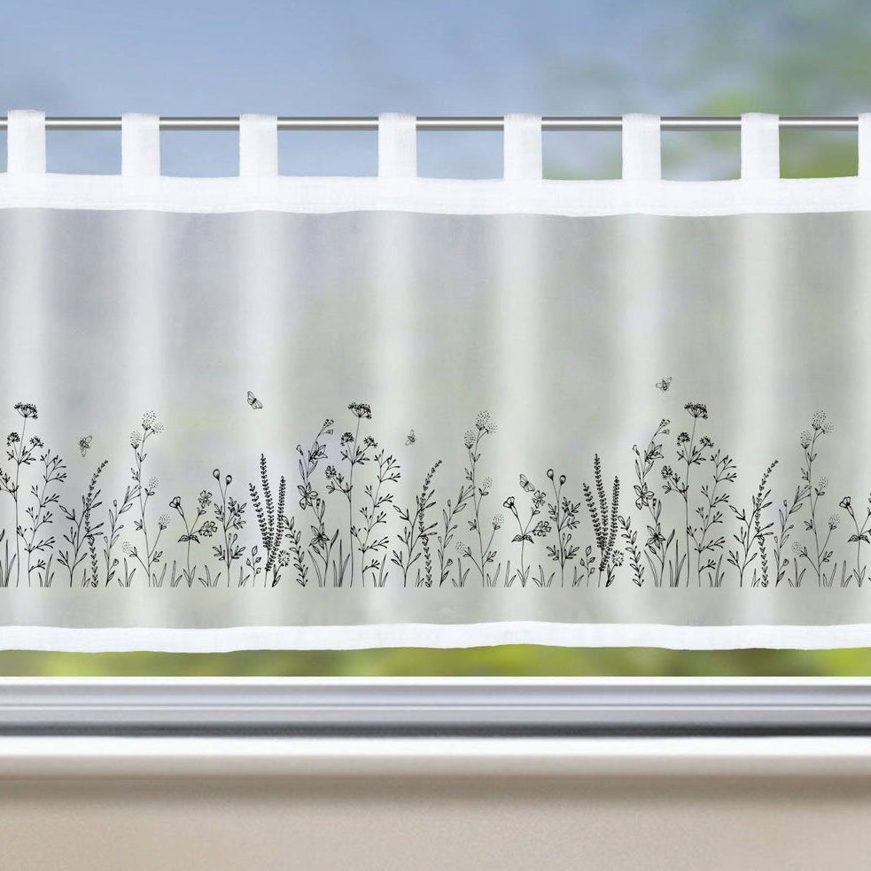 Scheibengardine »Bodrum« Bistrogardine Sichtschutz Dekoration Transparent Voile Küchenfenster Modern 2022410 Blumen Schwarz Scheibengardine Scheibengardine_Bodrum_Bistrogardine_Sichtschutz_Dekoration_Transparent_Voile_Kuchenfenster_Modern_2022410_-_Gardinenbox.de_-_-3689549 | Gardinenbox.de