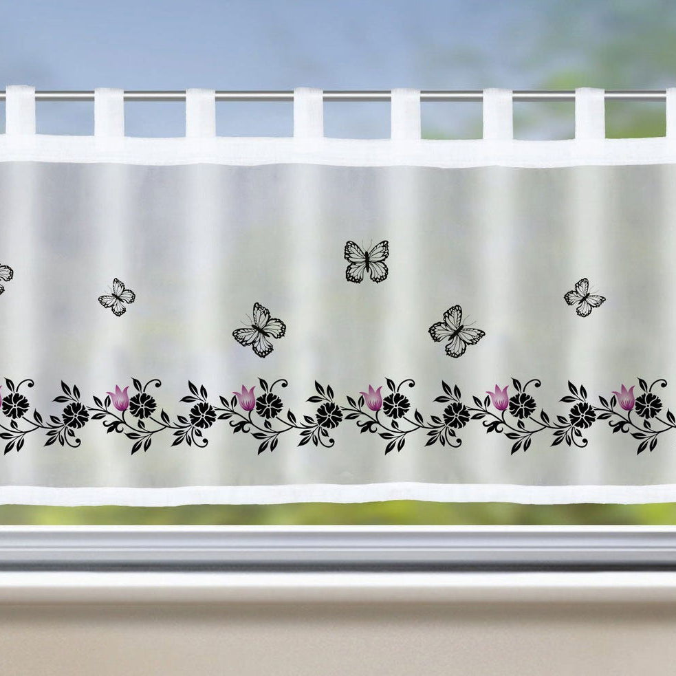 Scheibengardine »Bodrum« Bistrogardine Sichtschutz Dekoration Transparent Voile Küchenfenster Modern 2022410 Schmetterling Schwarz Scheibengardine Scheibengardine_Bodrum_Bistrogardine_Sichtschutz_Dekoration_Transparent_Voile_Kuchenfenster_Modern_2022410_-_Gardinenbox.de_-_-3689558 | Gardinenbox.de