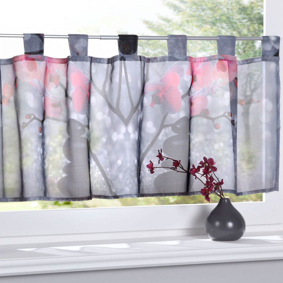 Scheibengardine »Digital Druck« Voile Kurzgardine SChlaufen Transparent Digital Druck Küche Fenster Modern 10000262 Orchidee Grau Scheibengardine Scheibengardine_Digital_Druck_Voile_Kurzgardine_SChlaufen_Transparent_Digital_Druck_Kuche_Fenster_Modern_10000262_-_Gardinenbox.de_-_-3689565 | Gardinenbox.de