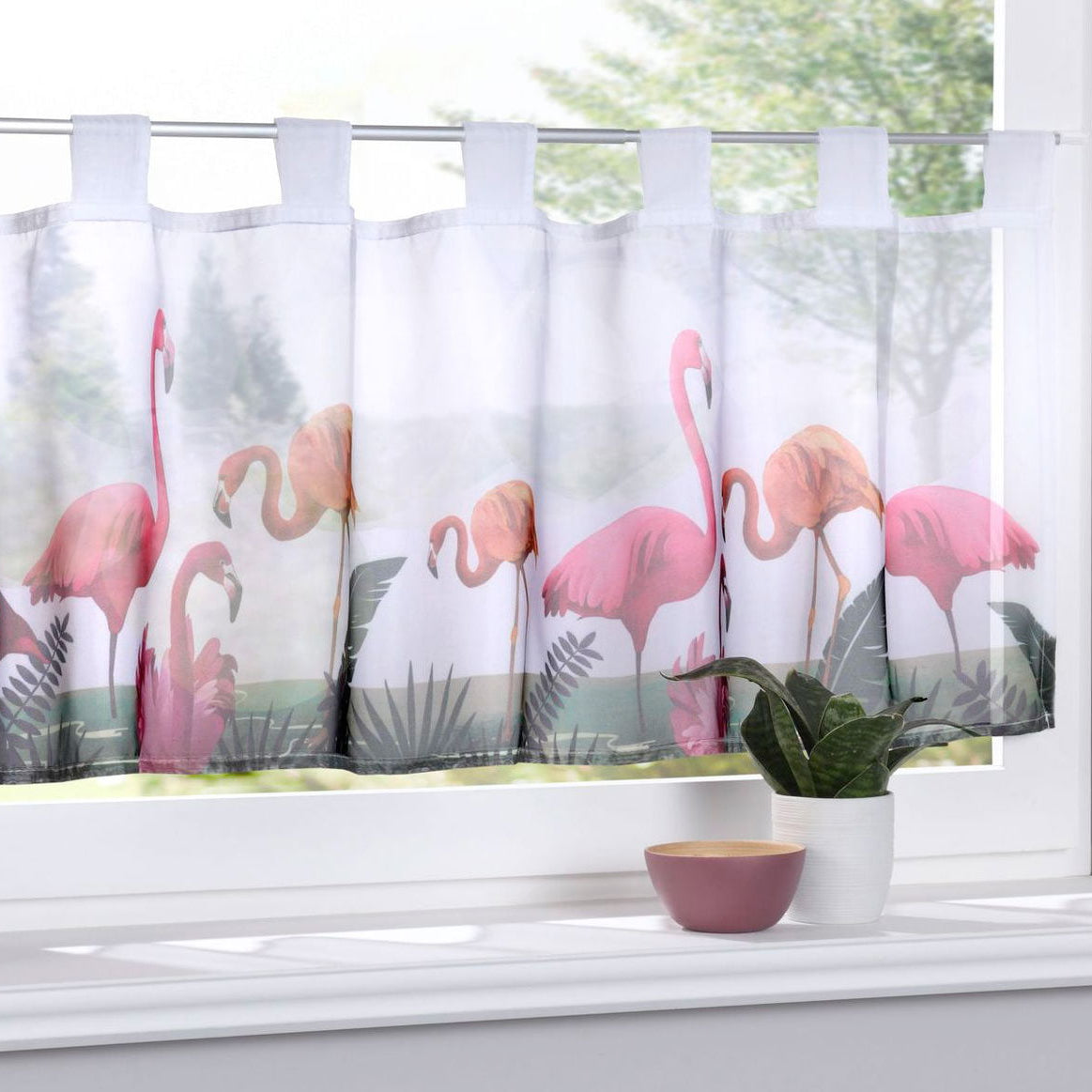 Scheibengardine »Digital Druck« Voile Kurzgardine SChlaufen Transparent Digital Druck Küche Fenster Modern 10000262 Flamingos Scheibengardine Scheibengardine_Digital_Druck_Voile_Kurzgardine_SChlaufen_Transparent_Digital_Druck_Kuche_Fenster_Modern_10000262_-_Gardinenbox.de_-_-3689572 | Gardinenbox.de