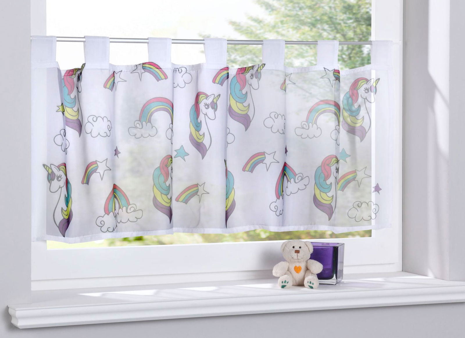 Scheibengardine »Digital Druck« Voile Kurzgardine SChlaufen Transparent Digital Druck Küche Fenster Modern 10000262 Unicorn Scheibengardine Scheibengardine_Digital_Druck_Voile_Kurzgardine_SChlaufen_Transparent_Digital_Druck_Kuche_Fenster_Modern_10000262_-_Gardinenbox.de_-_-3689605 | Gardinenbox.de