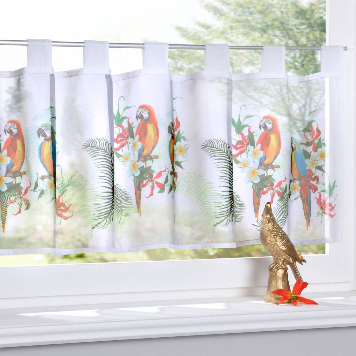 Scheibengardine »Digital Druck« Voile Kurzgardine SChlaufen Transparent Digital Druck Küche Fenster Modern 10000262 Papagei Scheibengardine Scheibengardine_Digital_Druck_Voile_Kurzgardine_SChlaufen_Transparent_Digital_Druck_Kuche_Fenster_Modern_10000262_-_Gardinenbox.de_-_-3689622 | Gardinenbox.de
