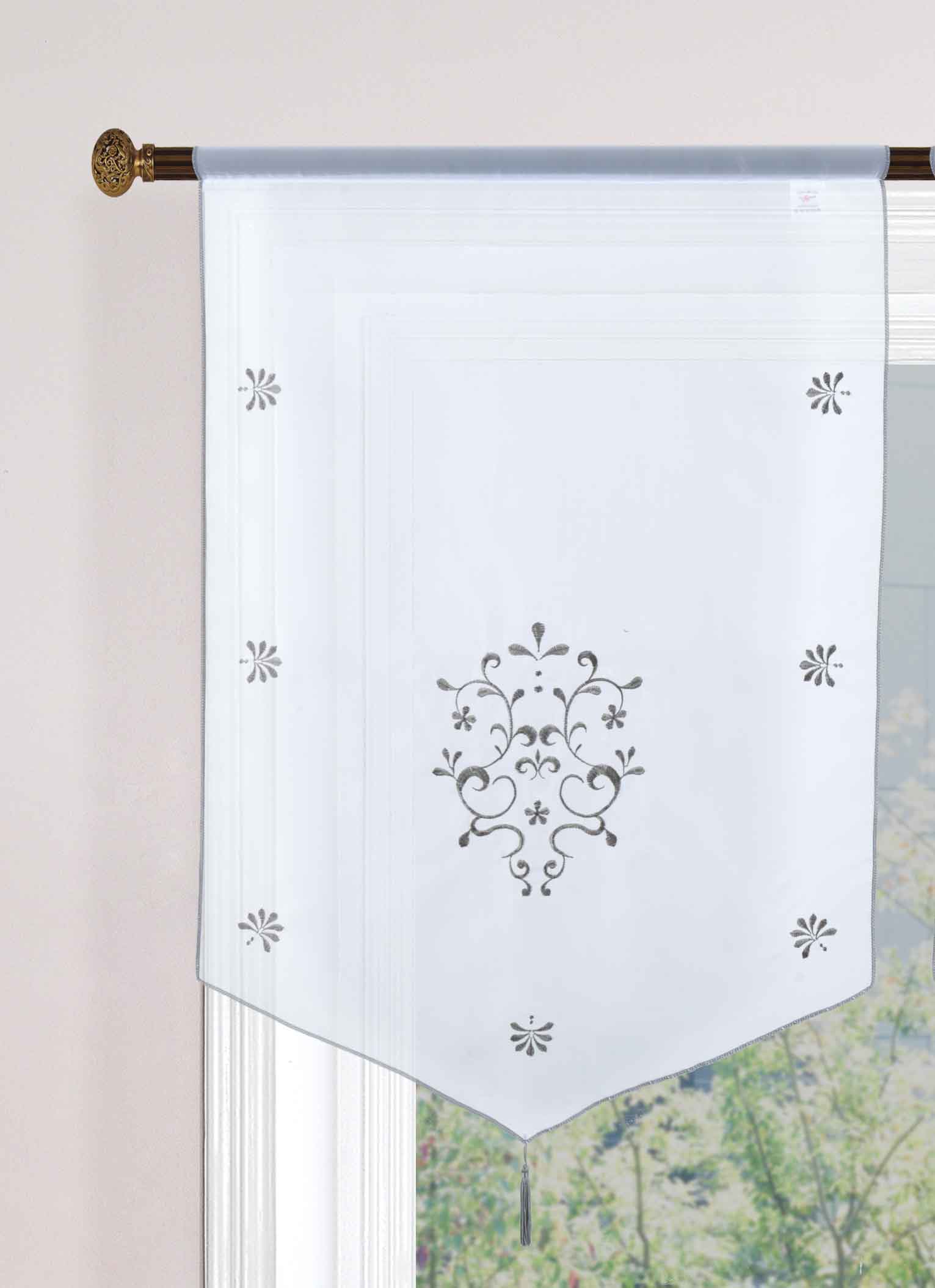 Scheibengardine »HOF« Kurzgardine Tunneldurchzug Panneaux Bestickte Gardine mit Quaste 2023720 HxB 60x40 cm Scheibengardine Scheibengardine_HOF_Kurzgardine_Tunneldurchzug_Panneaux_Bestickte_Gardine_mit_Quaste_2023720_-_Gardinenbox.de_-_-3689782 | Gardinenbox.de