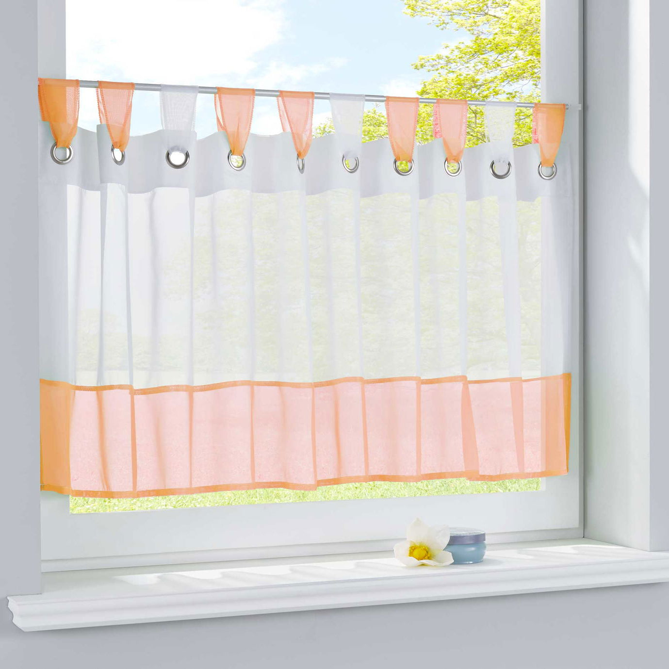 Scheibengardine Voile Gardine Ösen mit Bordüre Vorhang Küche Gardinenstange (HxB) 610710 Orange Scheibengardine Scheibengardine_Voile_Gardine_Osen_mit_Bordure_Vorhang_Kuche_Gardinenstange_HxB_610710_-_Gardinenbox.de_-_-3689145 | Gardinenbox.de