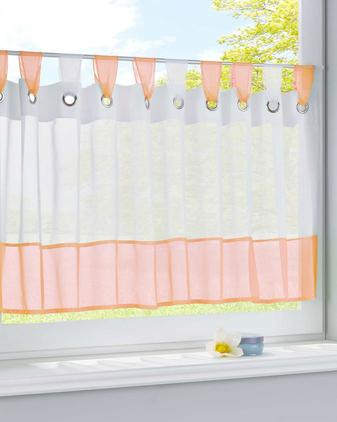 Scheibengardine Voile Gardine Ösen mit Bordüre Vorhang Küche Gardinenstange (HxB) 610710 Orange Scheibengardine Scheibengardine_Voile_Gardine_Osen_mit_Bordure_Vorhang_Kuche_Gardinenstange_HxB_610710_-_Gardinenbox.de_-_-3689145 | Gardinenbox.de