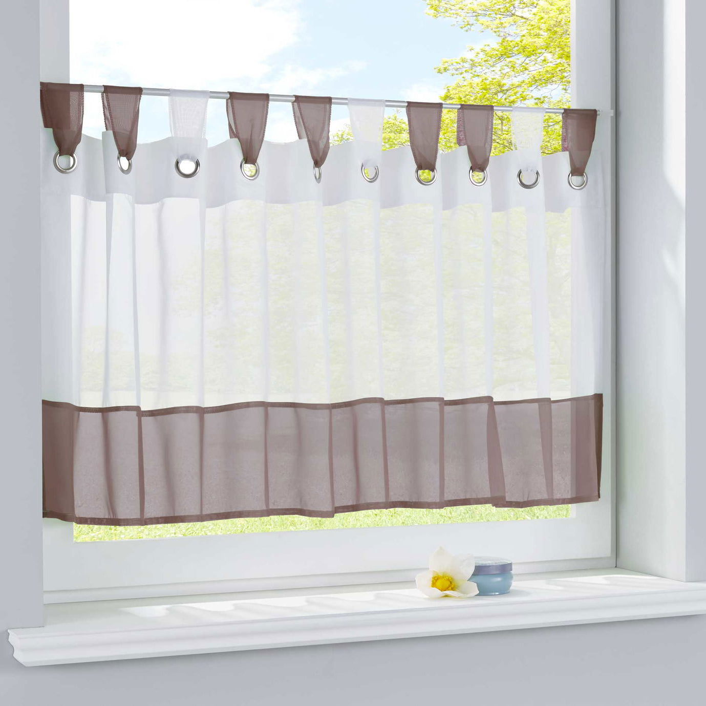 Scheibengardine Voile Gardine Ösen mit Bordüre Vorhang Küche Gardinenstange (HxB) 610710 Braun Scheibengardine Scheibengardine_Voile_Gardine_Osen_mit_Bordure_Vorhang_Kuche_Gardinenstange_HxB_610710_-_Gardinenbox.de_-_-3689154 | Gardinenbox.de