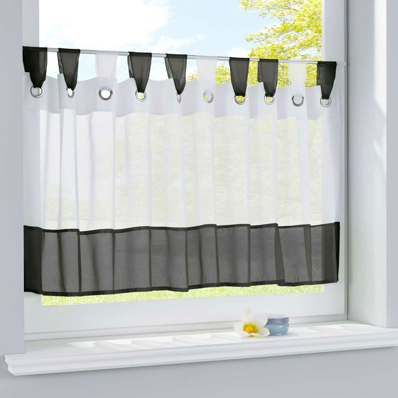 Scheibengardine Voile Gardine Ösen mit Bordüre Vorhang Küche Gardinenstange (HxB) 610710 Schwarz Scheibengardine Scheibengardine_Voile_Gardine_Osen_mit_Bordure_Vorhang_Kuche_Gardinenstange_HxB_610710_-_Gardinenbox.de_-_-3689157 | Gardinenbox.de