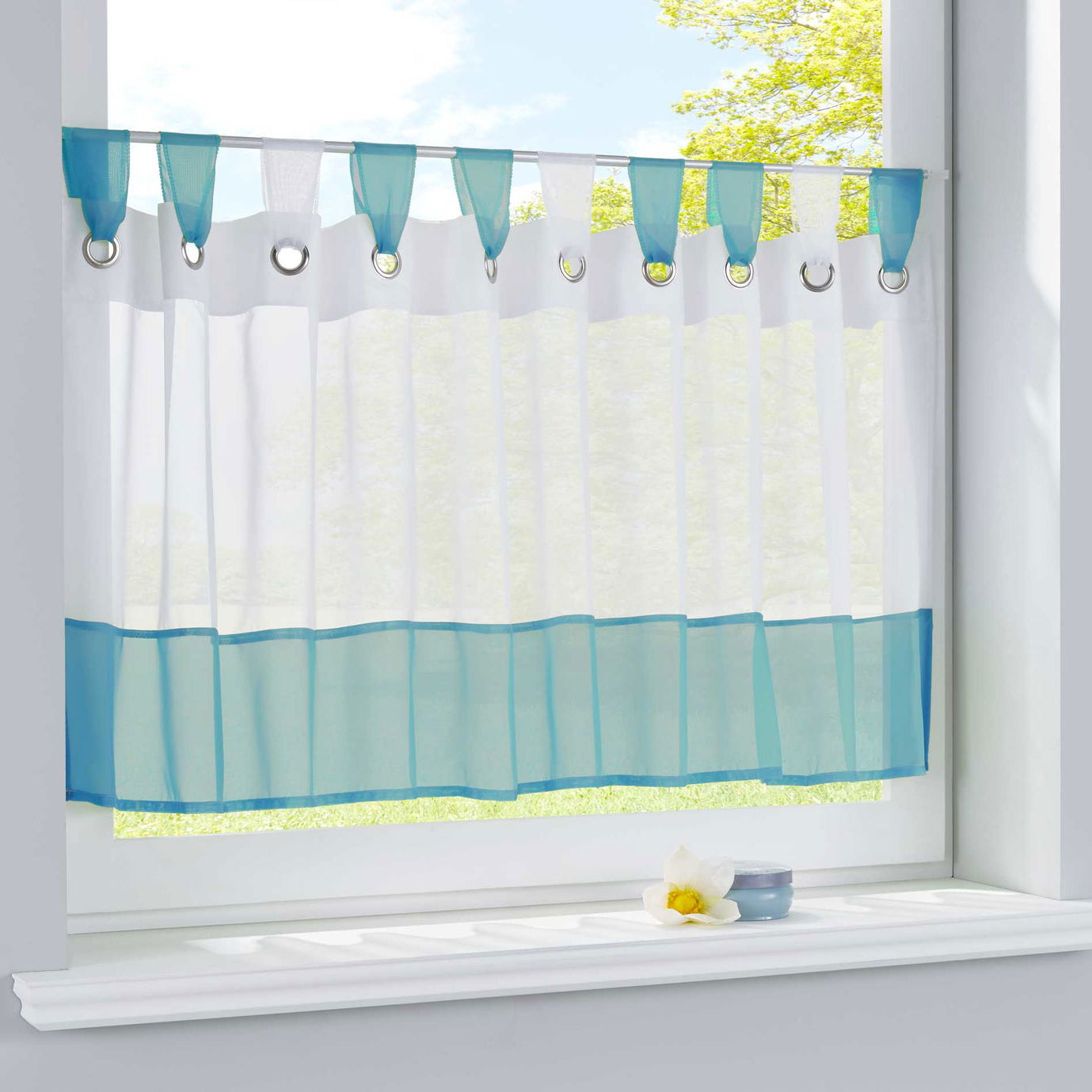 Scheibengardine Voile Gardine Ösen mit Bordüre Vorhang Küche Gardinenstange (HxB) 610710 Türkis Scheibengardine Scheibengardine_Voile_Gardine_Osen_mit_Bordure_Vorhang_Kuche_Gardinenstange_HxB_610710_-_Gardinenbox.de_-_-3689161 | Gardinenbox.de
