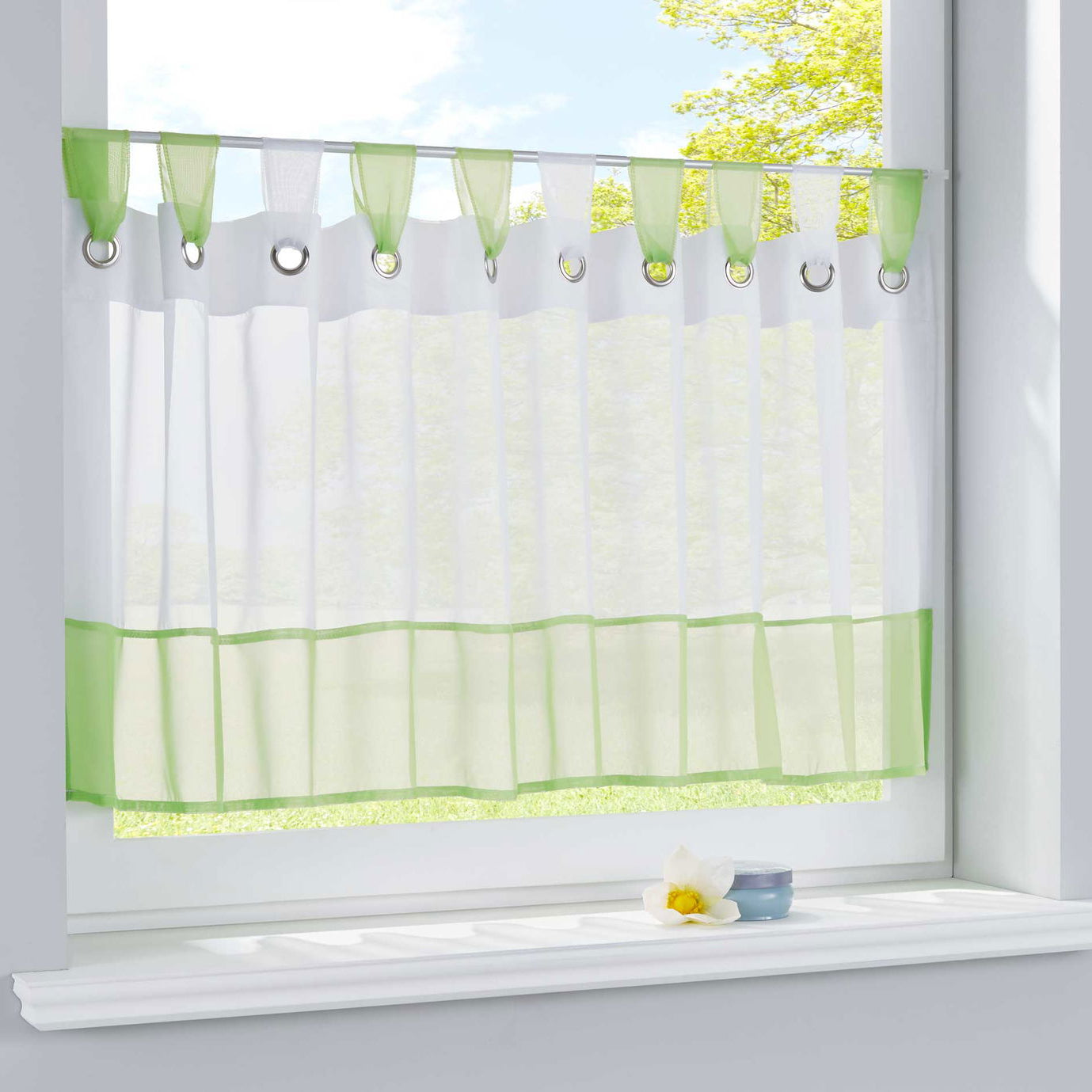 Scheibengardine Voile Gardine Ösen mit Bordüre Vorhang Küche Gardinenstange (HxB) 610710 Apfelgrün Scheibengardine Scheibengardine_Voile_Gardine_Osen_mit_Bordure_Vorhang_Kuche_Gardinenstange_HxB_610710_-_Gardinenbox.de_-_-3689164 | Gardinenbox.de