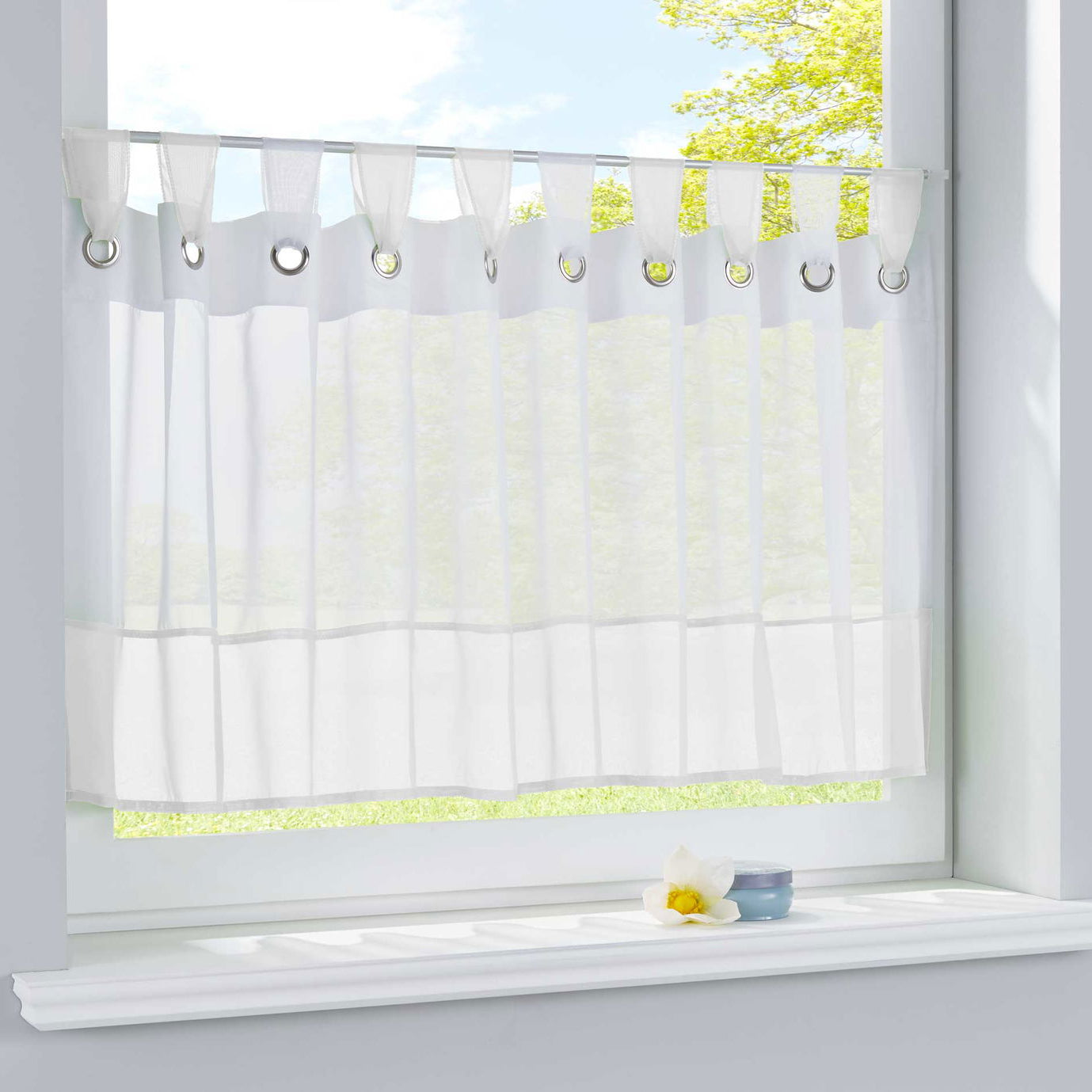 Scheibengardine Voile Gardine Ösen mit Bordüre Vorhang Küche Gardinenstange (HxB) 610710 Weiß Scheibengardine Scheibengardine_Voile_Gardine_Osen_mit_Bordure_Vorhang_Kuche_Gardinenstange_HxB_610710_-_Gardinenbox.de_-_-3689173 | Gardinenbox.de