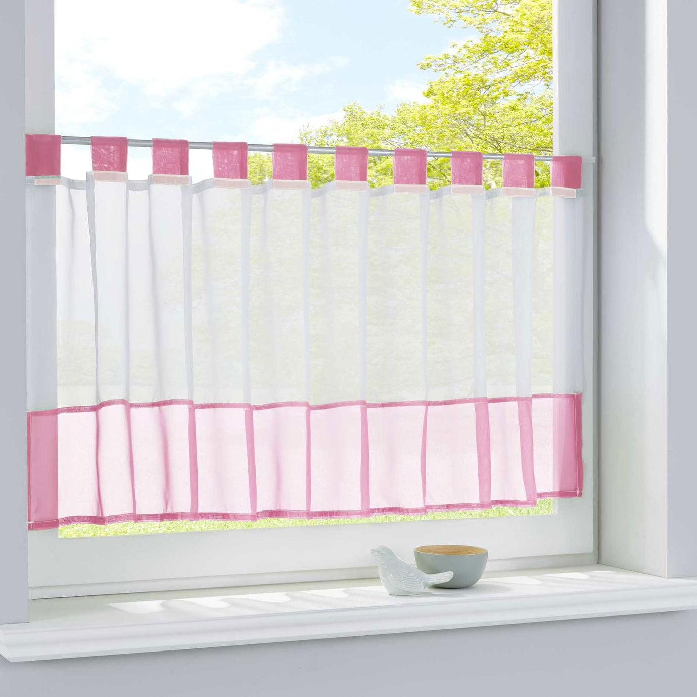 Scheibengardine Voile Gardine Schlaufen mit Bordüre (HxB) 610700 Rosa Scheibengardine Scheibengardine_Voile_Gardine_Schlaufen_mit_Bordure_HxB_610700_-_Gardinenbox.de_-_-3689180 | Gardinenbox.de