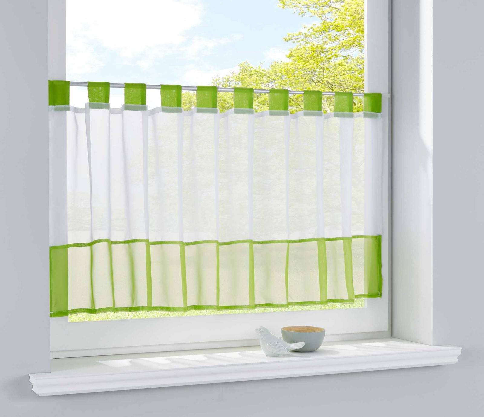 Scheibengardine Voile Gardine Schlaufen mit Bordüre (HxB) 610700 Apfelgrün Scheibengardine Scheibengardine_Voile_Gardine_Schlaufen_mit_Bordure_HxB_610700_-_Gardinenbox.de_-_-3689188 | Gardinenbox.de