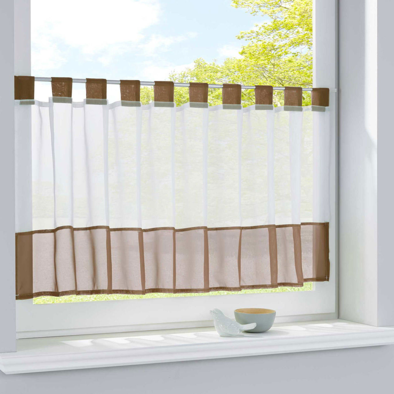 Scheibengardine Voile Gardine Schlaufen mit Bordüre (HxB) 610700 Braun Scheibengardine Scheibengardine_Voile_Gardine_Schlaufen_mit_Bordure_HxB_610700_-_Gardinenbox.de_-_-3689191 | Gardinenbox.de