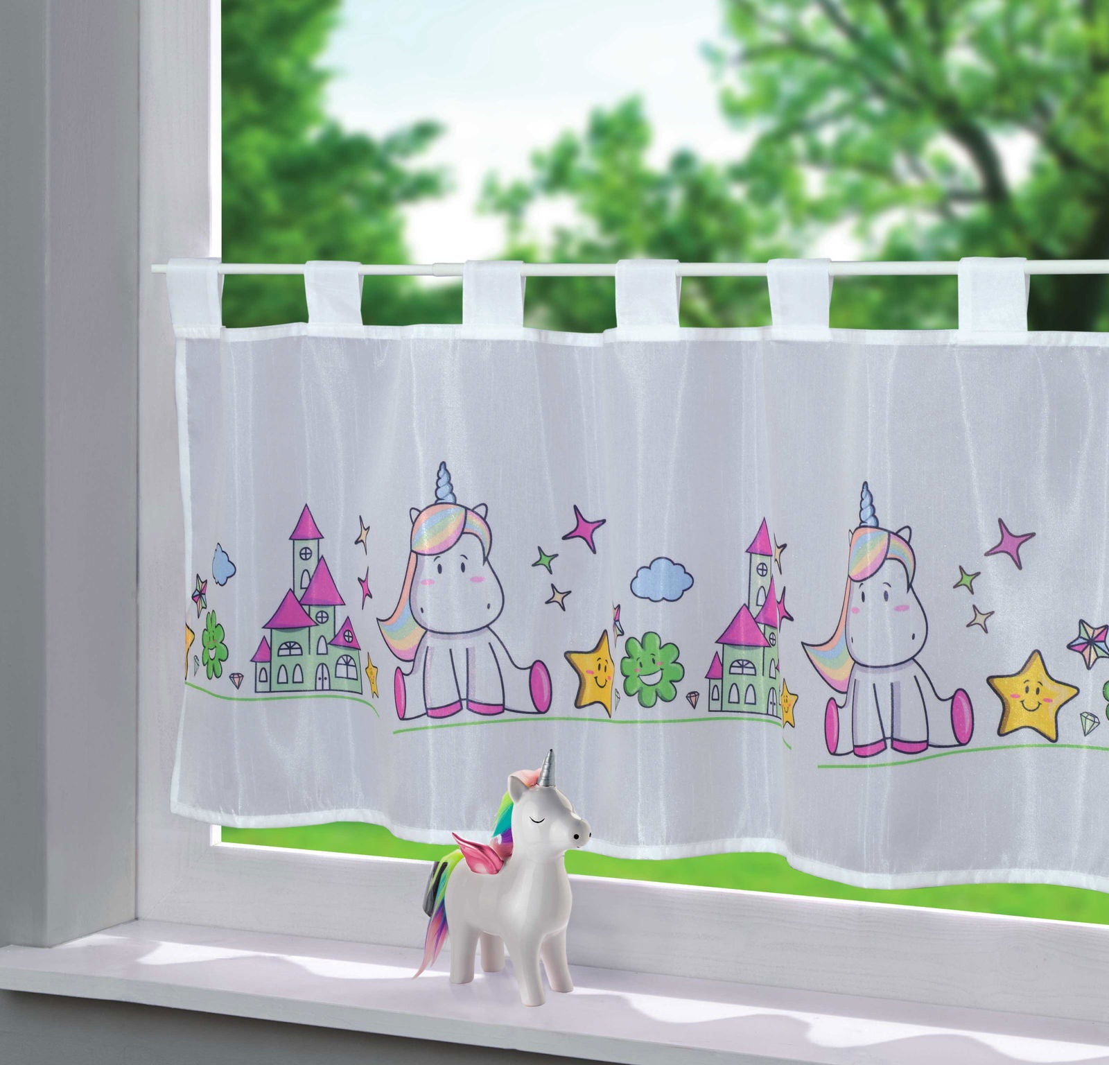 Scheibengardine Voile »Ulm« Ausbrenner Bedruckt Sichtschutz Transparent Küchenfenster 202071 Einhorn HxB 43x100 cm Scheibengardine Scheibengardine_Voile_Ulm_Ausbrenner_Bedruckt_Sichtschutz_Transparent_Kuchenfenster_202071_-_Gardinenbox.de_-_-3689260 | Gardinenbox.de