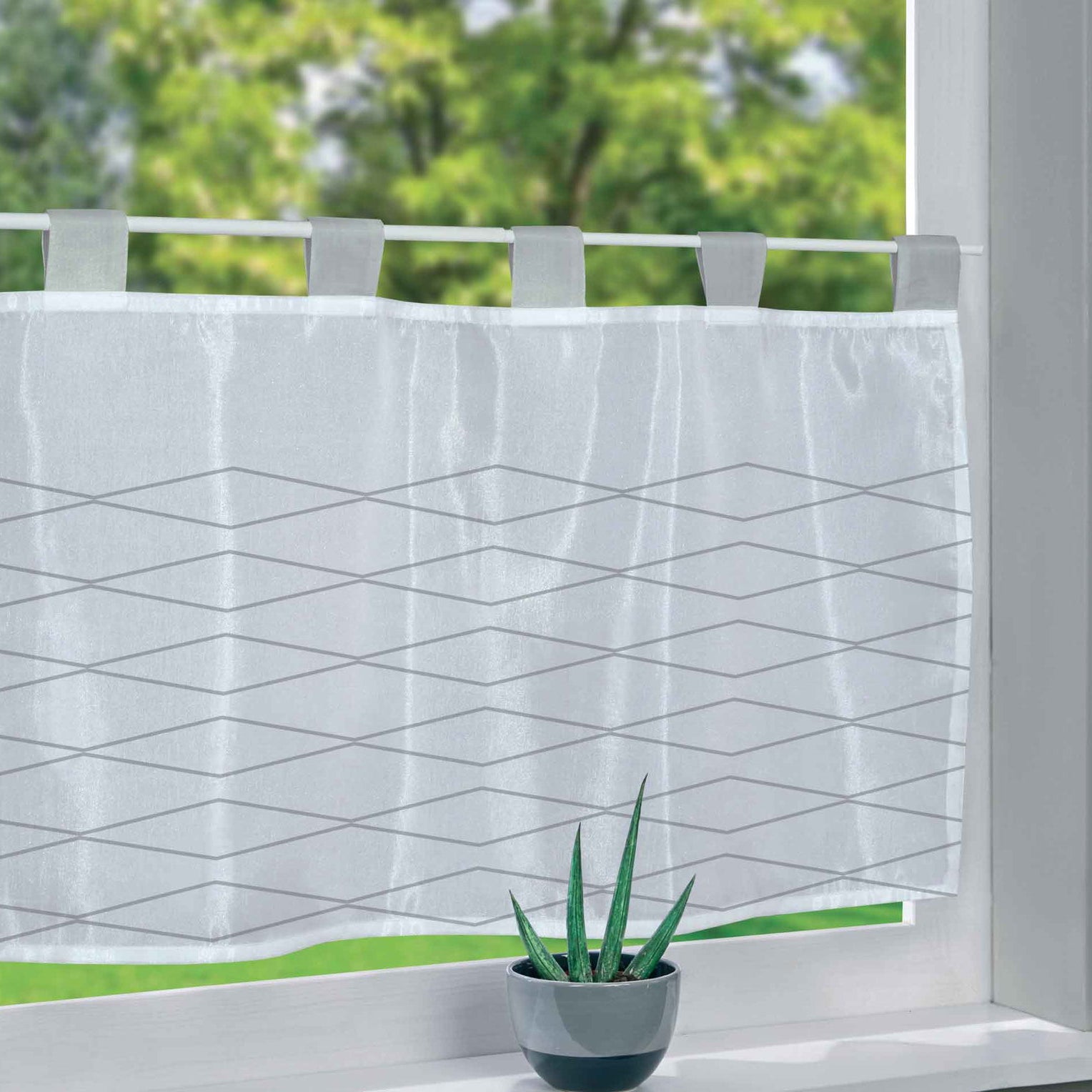 Scheibengardine Voile »Ulm« Ausbrenner Bedruckt Sichtschutz Transparent Küchenfenster 202071 Raute HxB 50x160 cm Scheibengardine Scheibengardine_Voile_Ulm_Ausbrenner_Bedruckt_Sichtschutz_Transparent_Kuchenfenster_202071_-_Gardinenbox.de_-_-3689323 | Gardinenbox.de