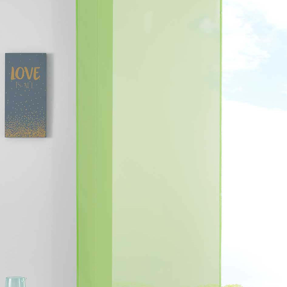 1er Set Schiebegardine Flächenvorhang Vorhang Gardine Voile Komplett mit Paneelwagen Beschwerungsstange 85589N Apfelgrün Schiebegardine Schiebegardine_apfelgruen | Gardinenbox.de