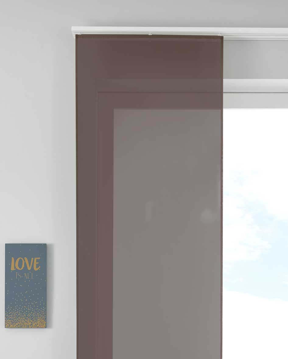 1er Set Schiebegardine Flächenvorhang Vorhang Gardine Voile Komplett mit Paneelwagen Beschwerungsstange 85589N Braun Schiebegardine Schiebegardine_braun | Gardinenbox.de