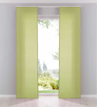 2er Pack Flächenvorhänge Schiebegardinen komplett Set Cationic blickdicht Leinen Optik natura seidenmatt Landhaus Stil 204411-2 Limette Schiebegardine Schiebegardine_limette | Gardinenbox.de