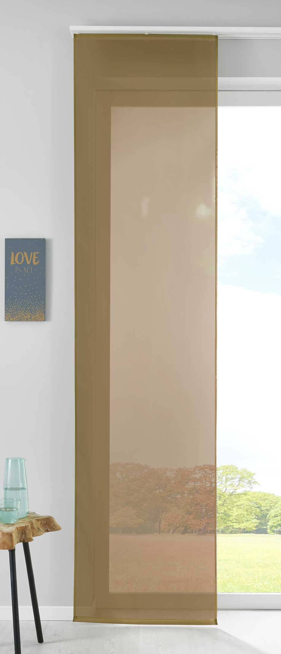 1er Set Schiebegardine Flächenvorhang Vorhang Gardine Voile Komplett mit Paneelwagen Beschwerungsstange 85589N Nougat Schiebegardine Schiebegardine_nougat | Gardinenbox.de