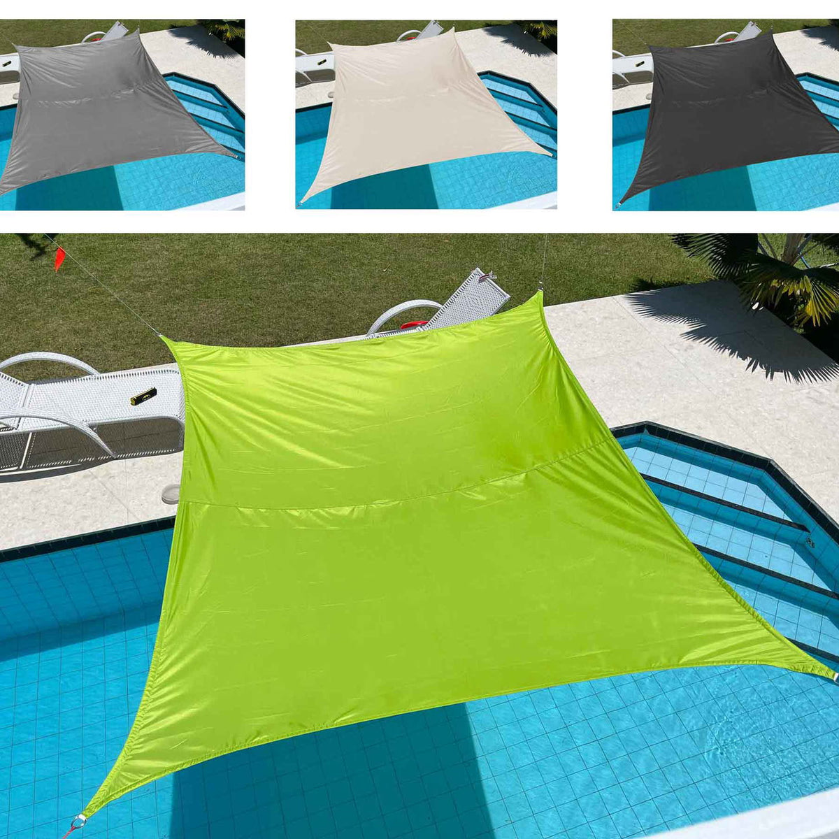 sonnensegel 250x300 Sonnensegel Sonnenschutz Set inkl Befestigungsseile Wasserabweisend Po – gardinenbox.de