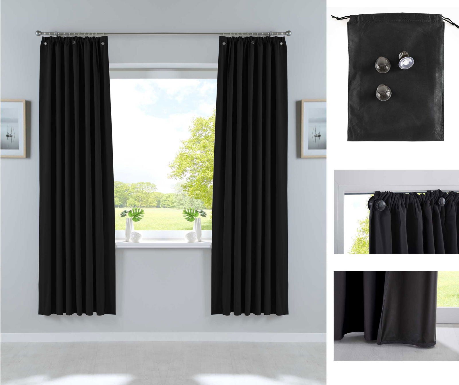 Verdunkelungsvorhang »DARK« Saugnapf Abnehmbar Reisevorhang Vorträge Vorhang 100% Verdunkelung Softshell Material Multi Aufhängung Strandhaus Vorhalle Cabana 10000335set Schwarz 2er Set HxB 200x130 cm Vorhang Verdunkelungsvorhang_DARK_Saugnapf_Abnehmbar_Reisevorhang_Vortrage_Vorhang_100_Verdunkelung_Softshell_Material_Multi_Aufhangung_Strandhaus_Vorhalle_Cabana_10000335set_-_Gardinenbox_7ef14c13-5813-4f03-acce-868895927359 | Gardinenbox.de