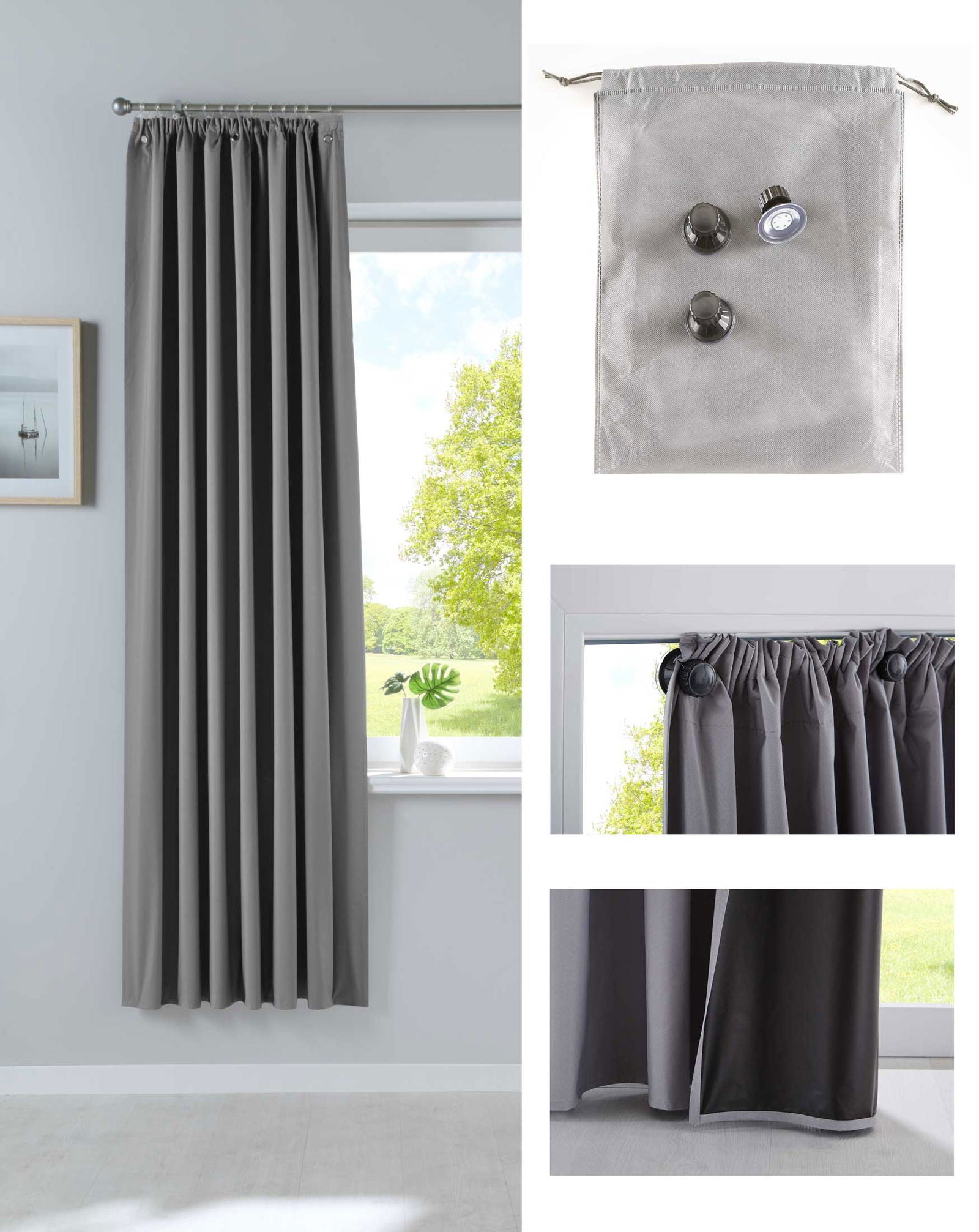 Verdunkelungsvorhang »DARK« Saugnapf Abnehmbar Reisevorhang Vorträge Vorhang 100% Verdunkelung Softshell Material Multi Aufhängung Strandhaus Vorhalle Cabana 10000335set Grau 1er Set HxB 200x130 cm Vorhang Verdunkelungsvorhang_DARK_Saugnapf_Abnehmbar_Reisevorhang_Vortrage_Vorhang_100_Verdunkelung_Softshell_Material_Multi_Aufhangung_Strandhaus_Vorhalle_Cabana_10000335set_-_Gardinenbox_d401b3fd-7616-4511-b342-b27e6e0ca2f3 | Gardinenbox.de